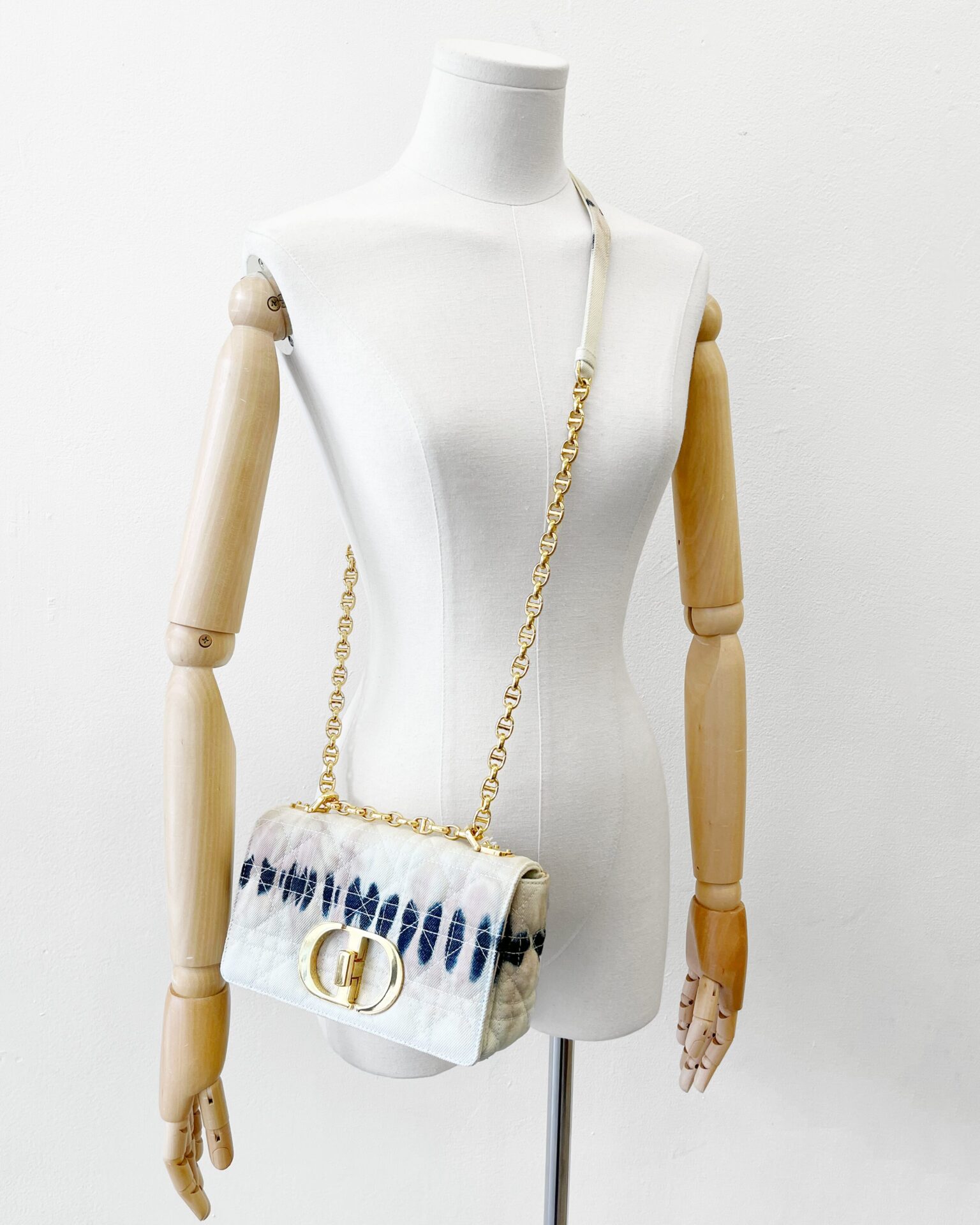 Dior Small Caro bag in tie dye denim cannage