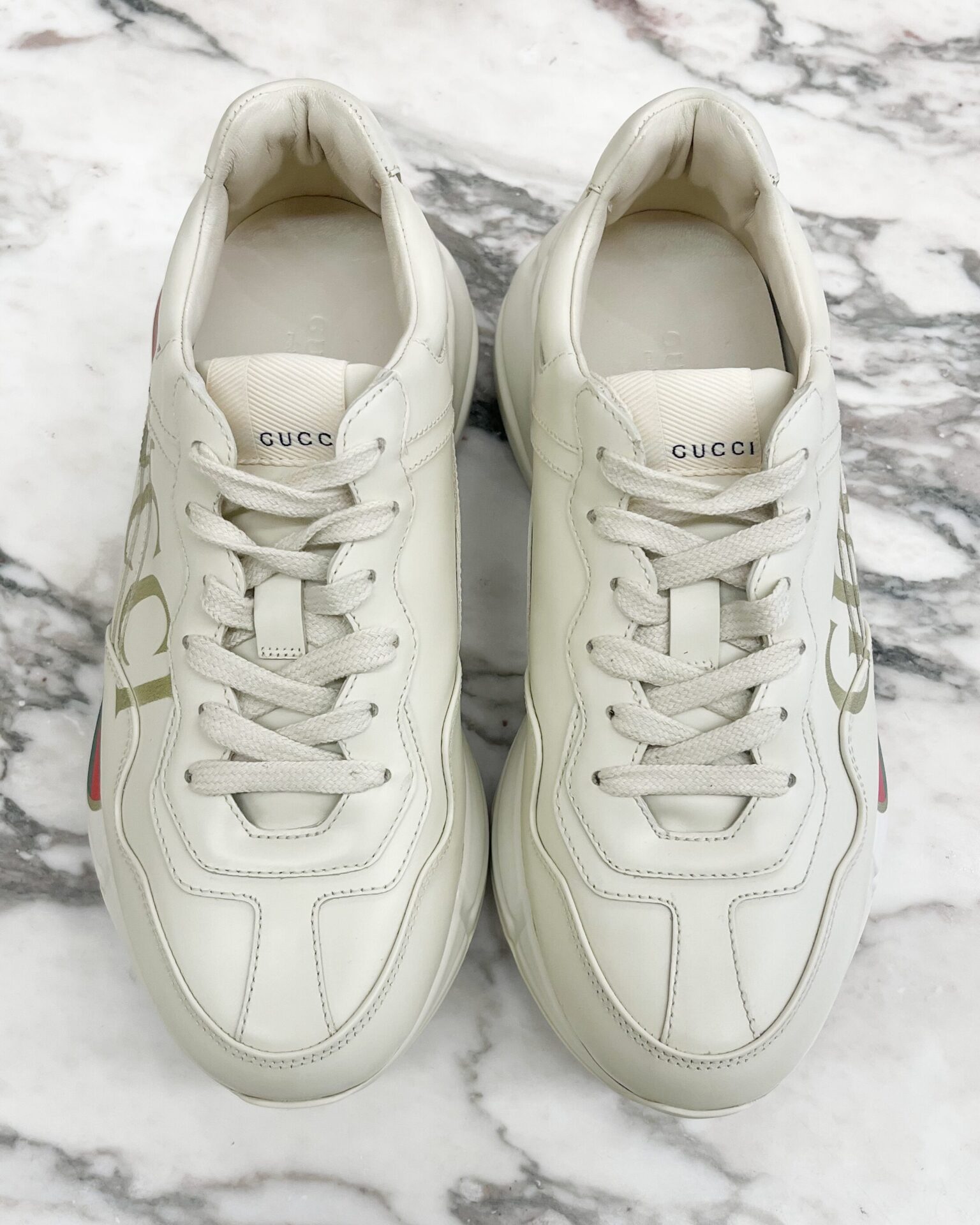 Gucci Rhyton leather sneakers with Gucci side logo