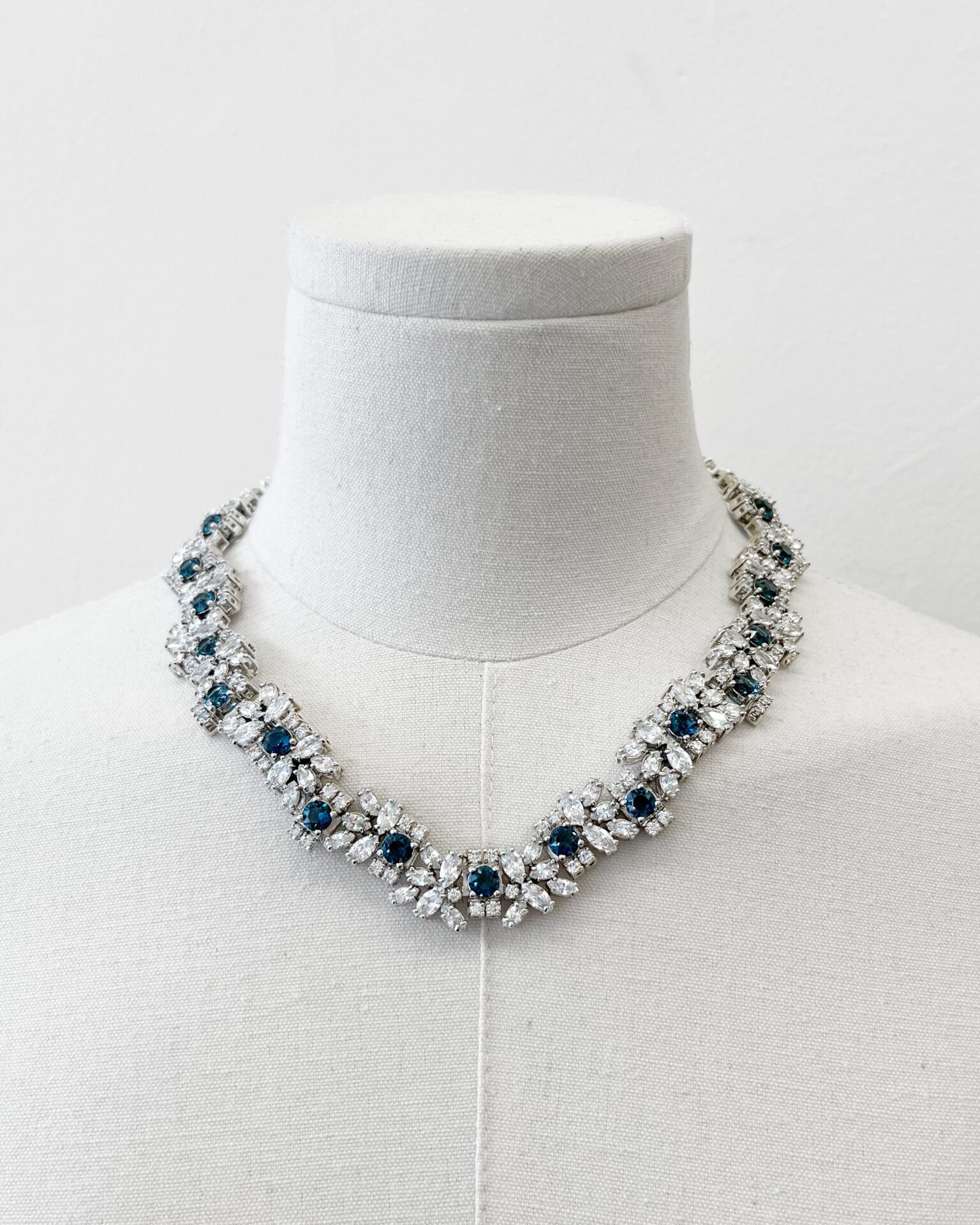 Prada clear & sapphire crystal necklace with logo clasp