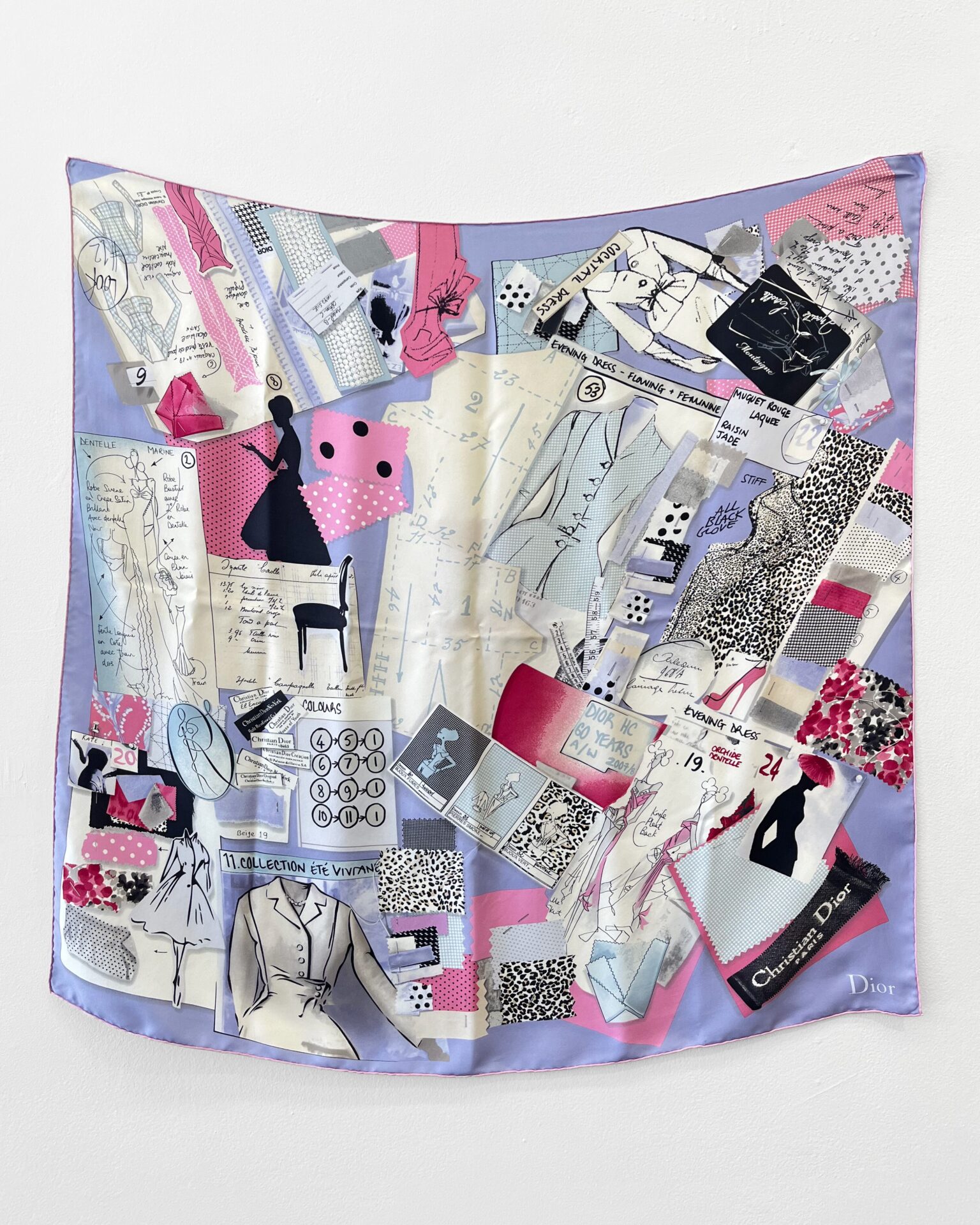 Dior silk scarf in pink & purple collage print