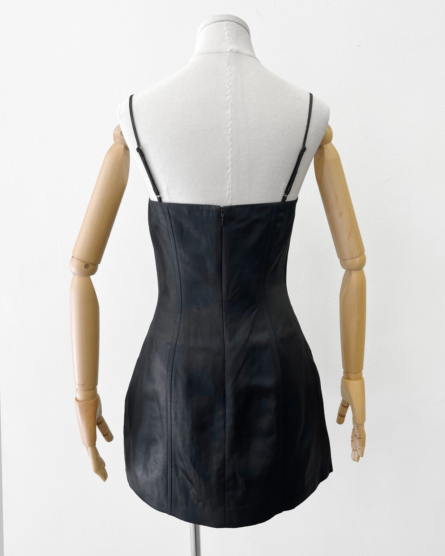 Alexander Wang black linen fitted playsuit mini dress