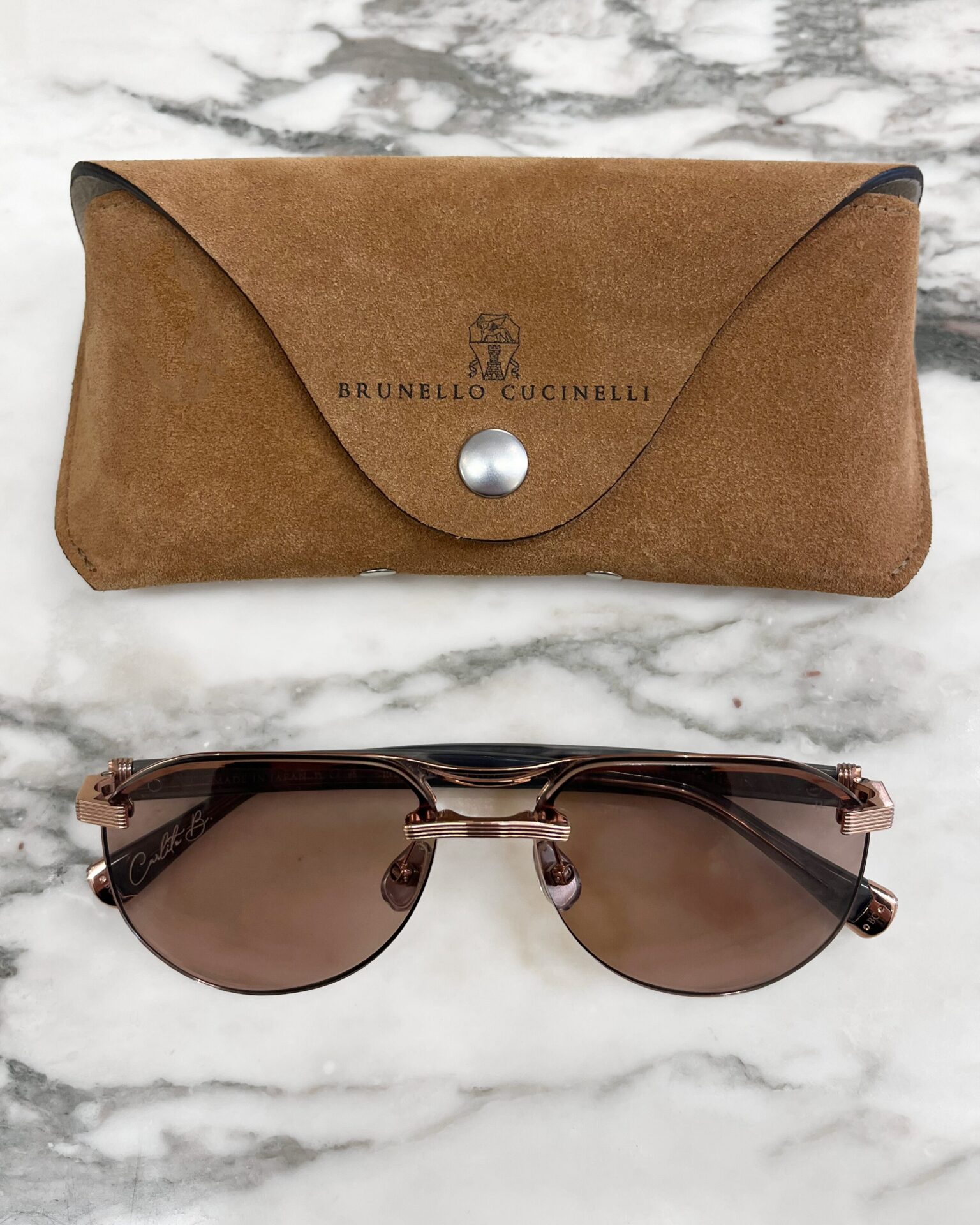 Brunello Cucinelli Carlito B BC2015ST rose gold plated sunglasses