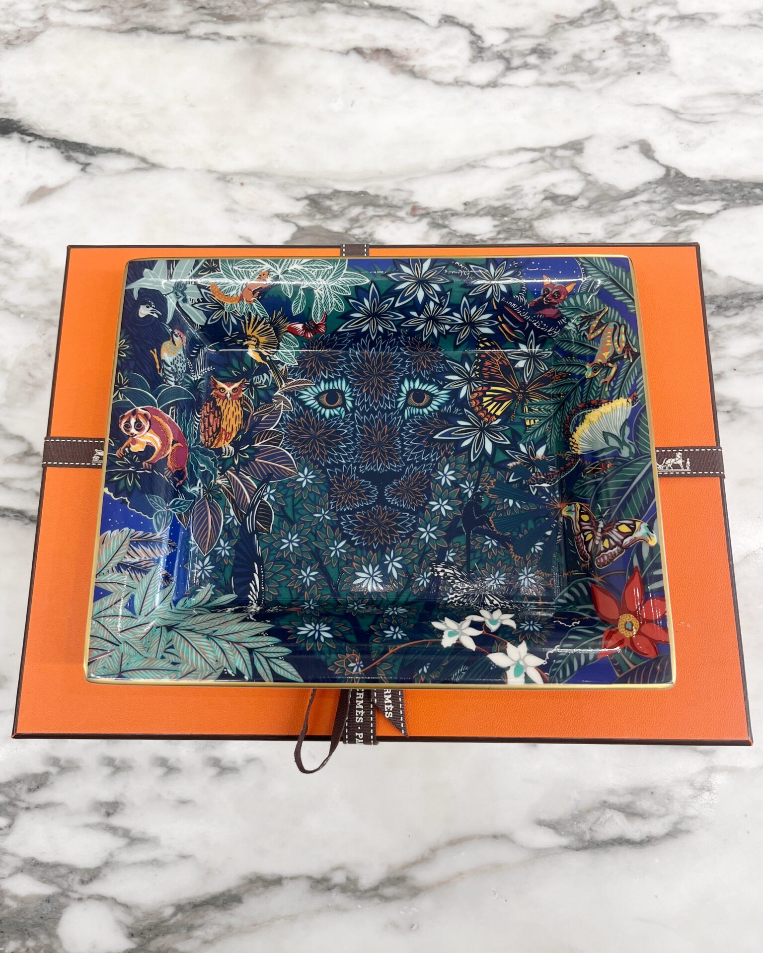 Hermes “Wild Singapore” porcelain change tray