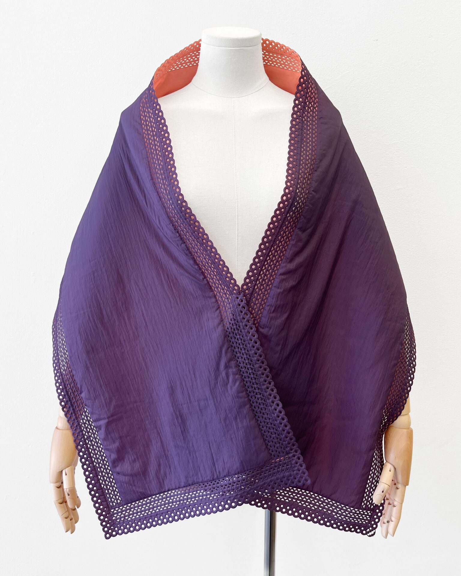 Issey Miyake soft nylon stole with laser cut edges