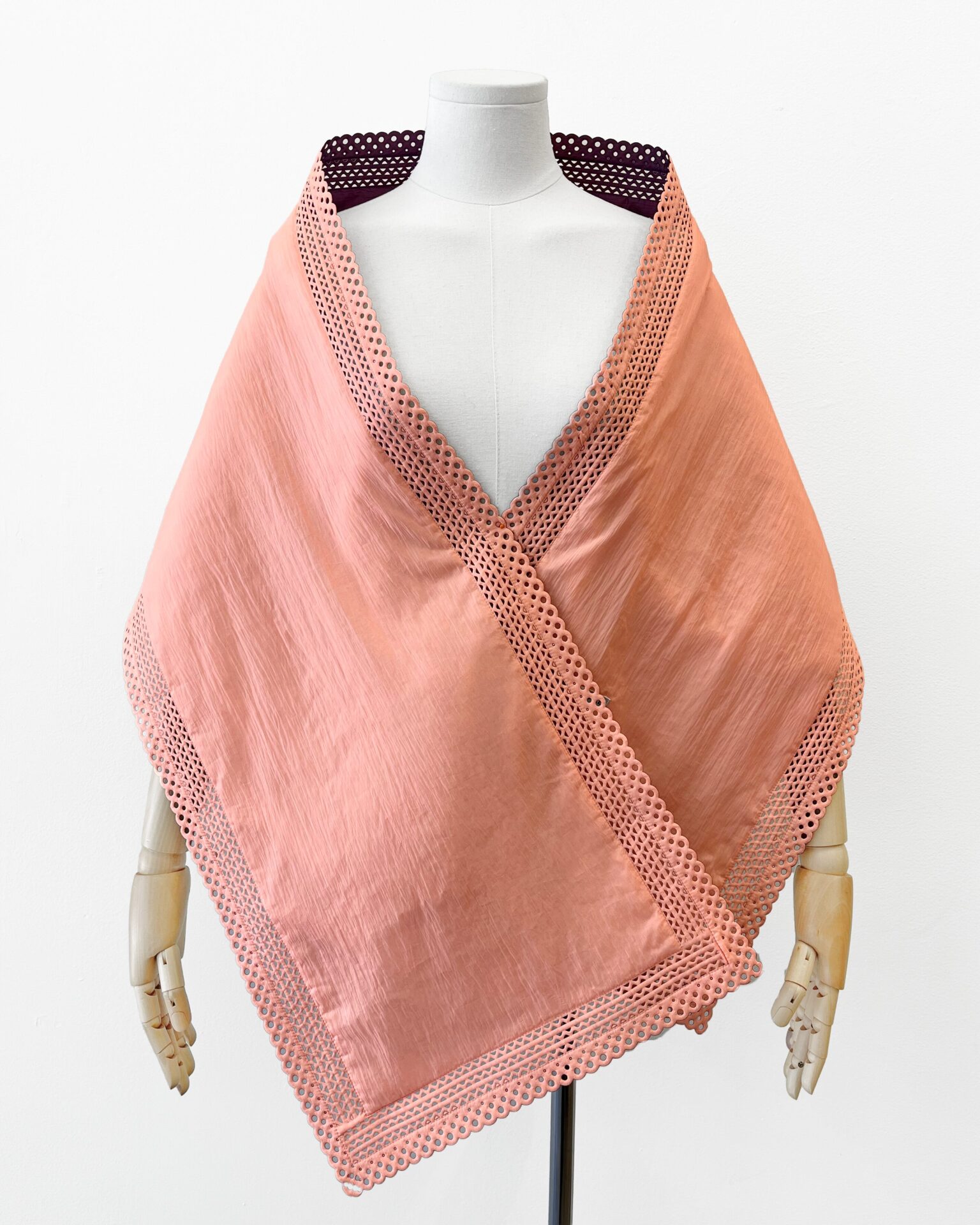 Issey Miyake soft nylon stole with laser cut edges