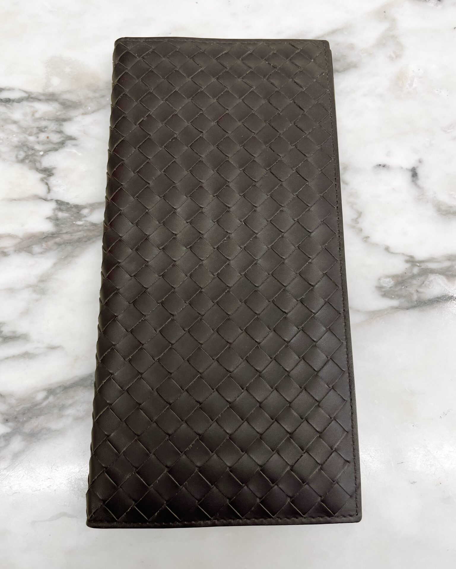 Bottega Veneta Intrecciato brown leather long wallet