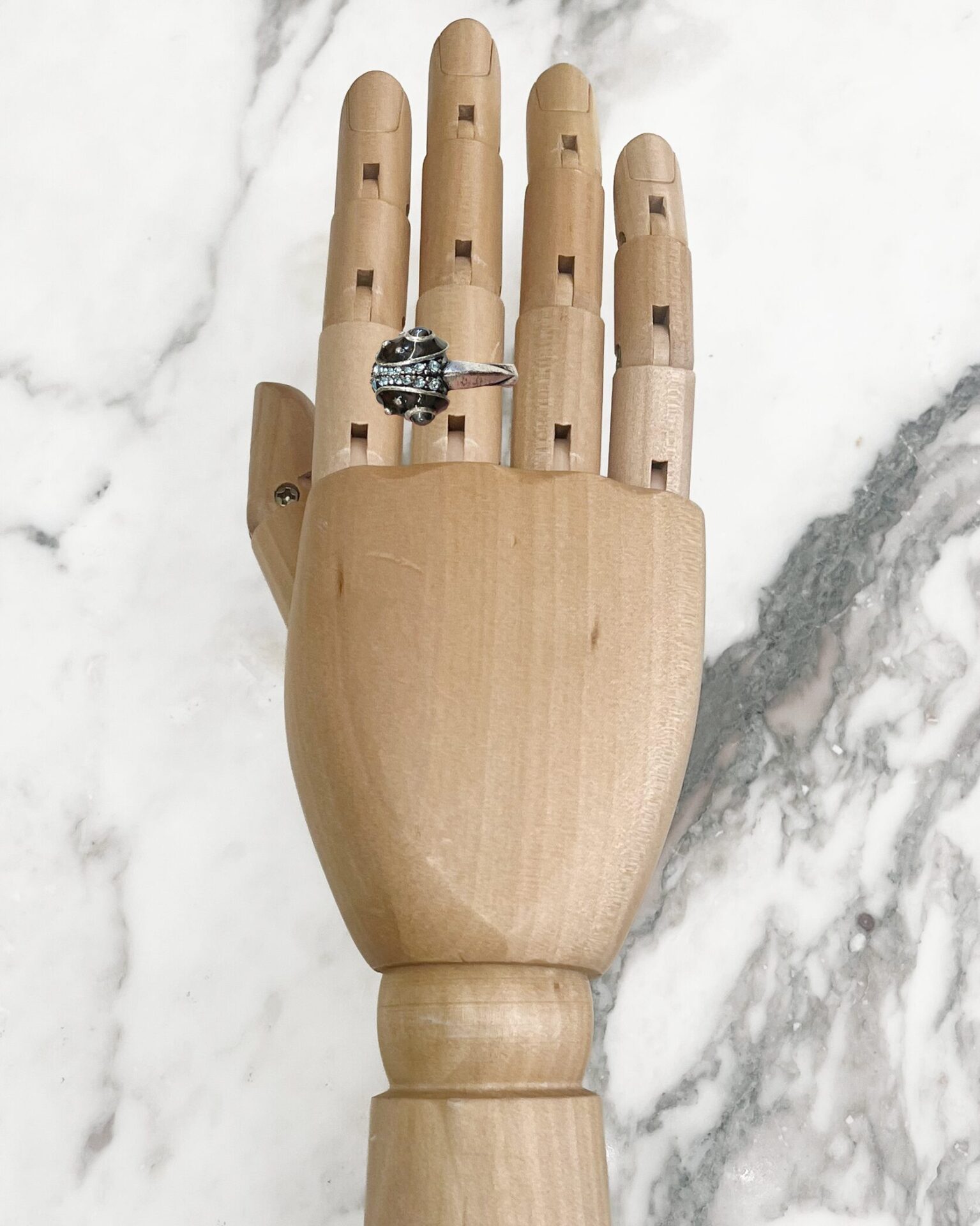 Lanvin crystal & enamel bird head ring