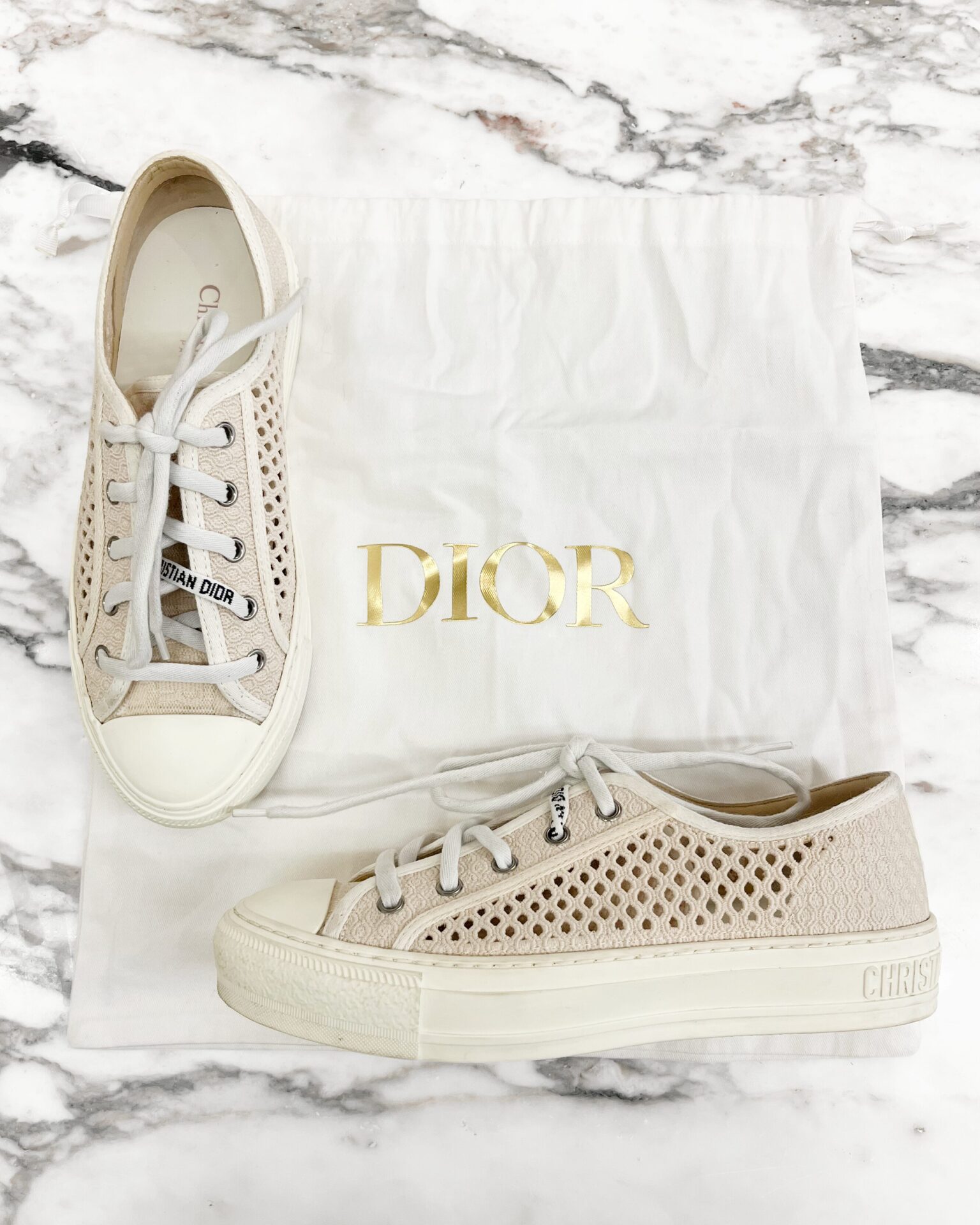 Dior Walk ‘n’ Dior Resille cream embroidered sneakers