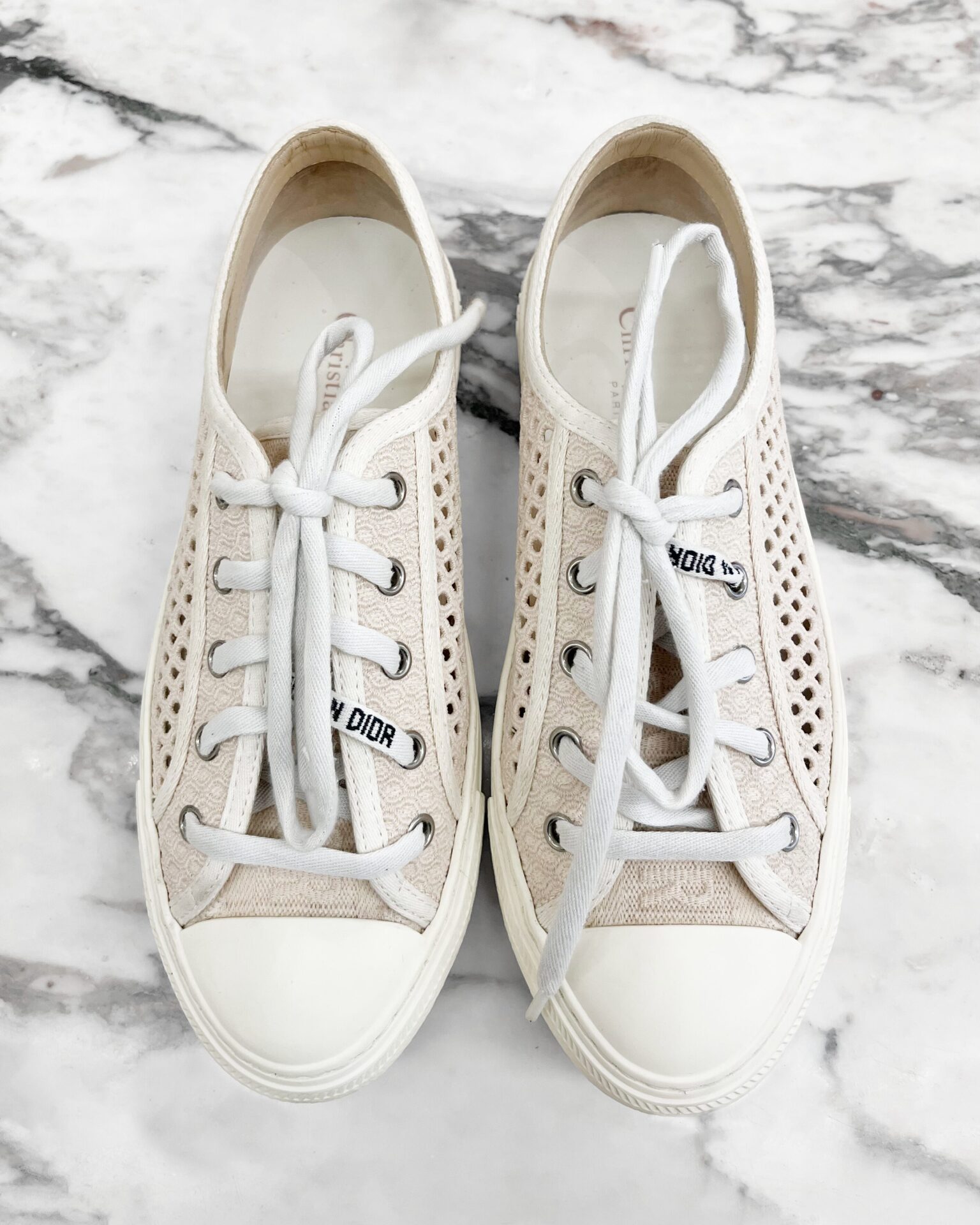 Dior Walk ‘n’ Dior Resille cream embroidered sneakers