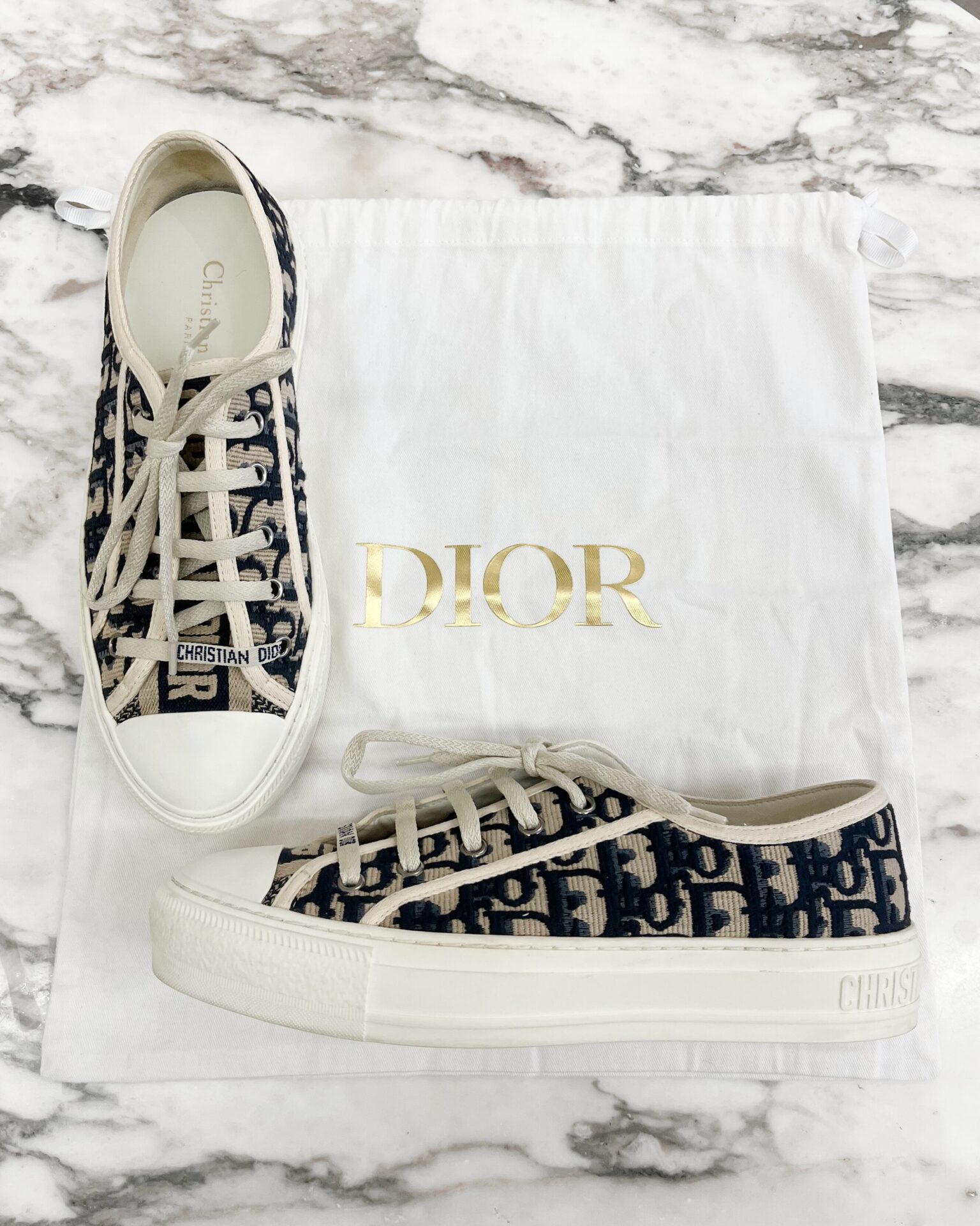 Dior Walk ‘n’ Dior navy oblique canvas sneakers