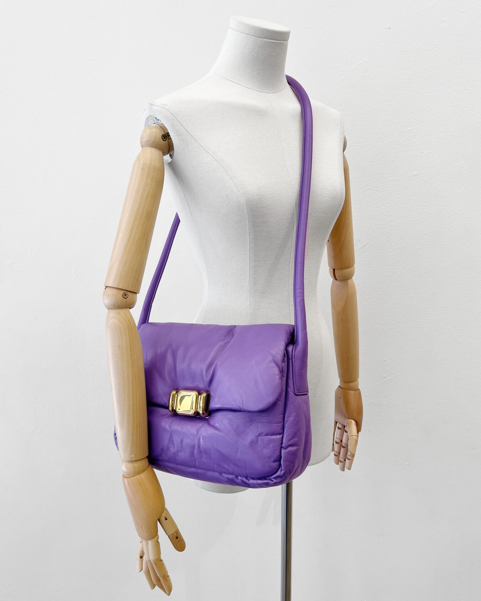 Bottega Veneta Pad crossbody bag in purple leather