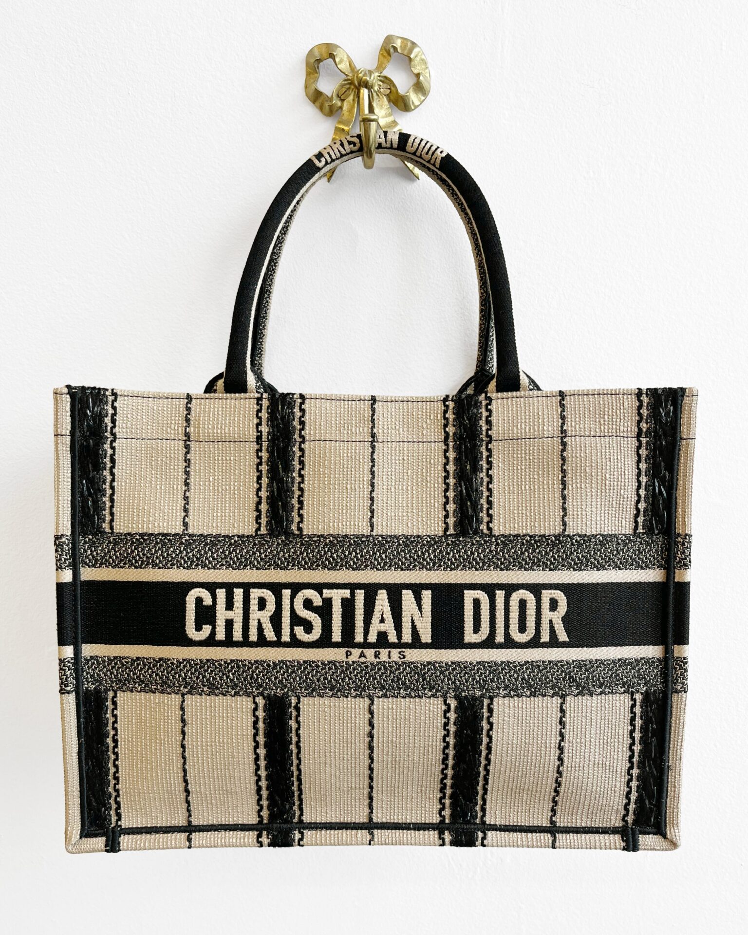 Dior Medium Book Tote in Bayadere stripe canvas
