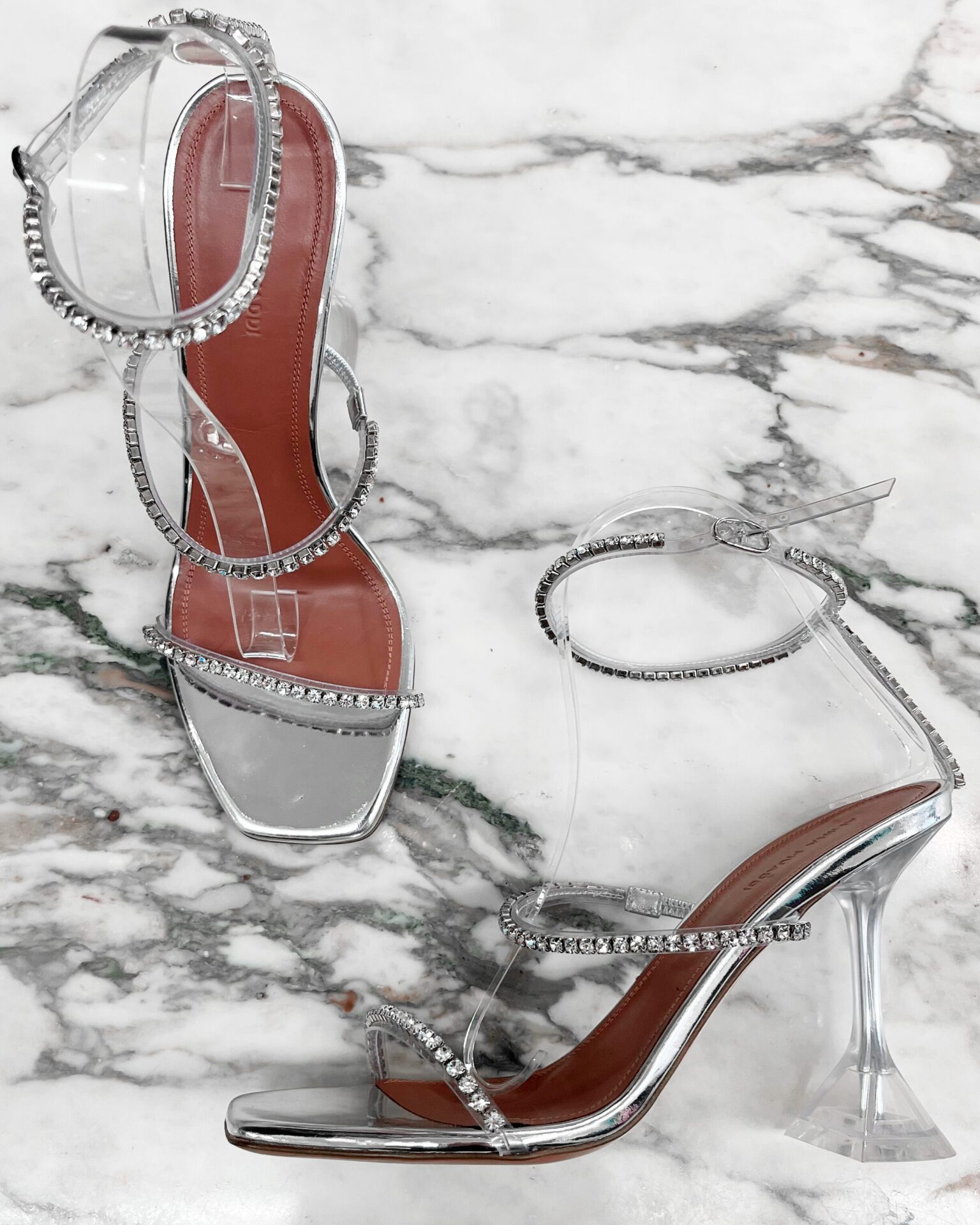 Amina Muaddi Gilda crystal pvc sandals
