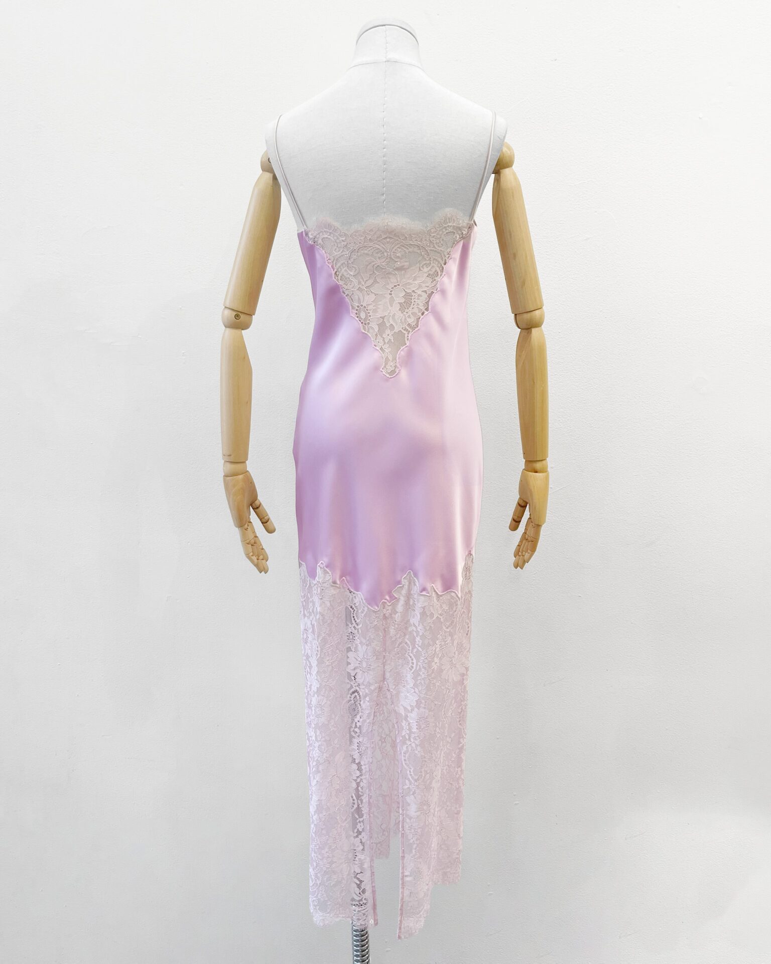 LoveShackFancy Amarissa lace trimmed pink satin slip dress