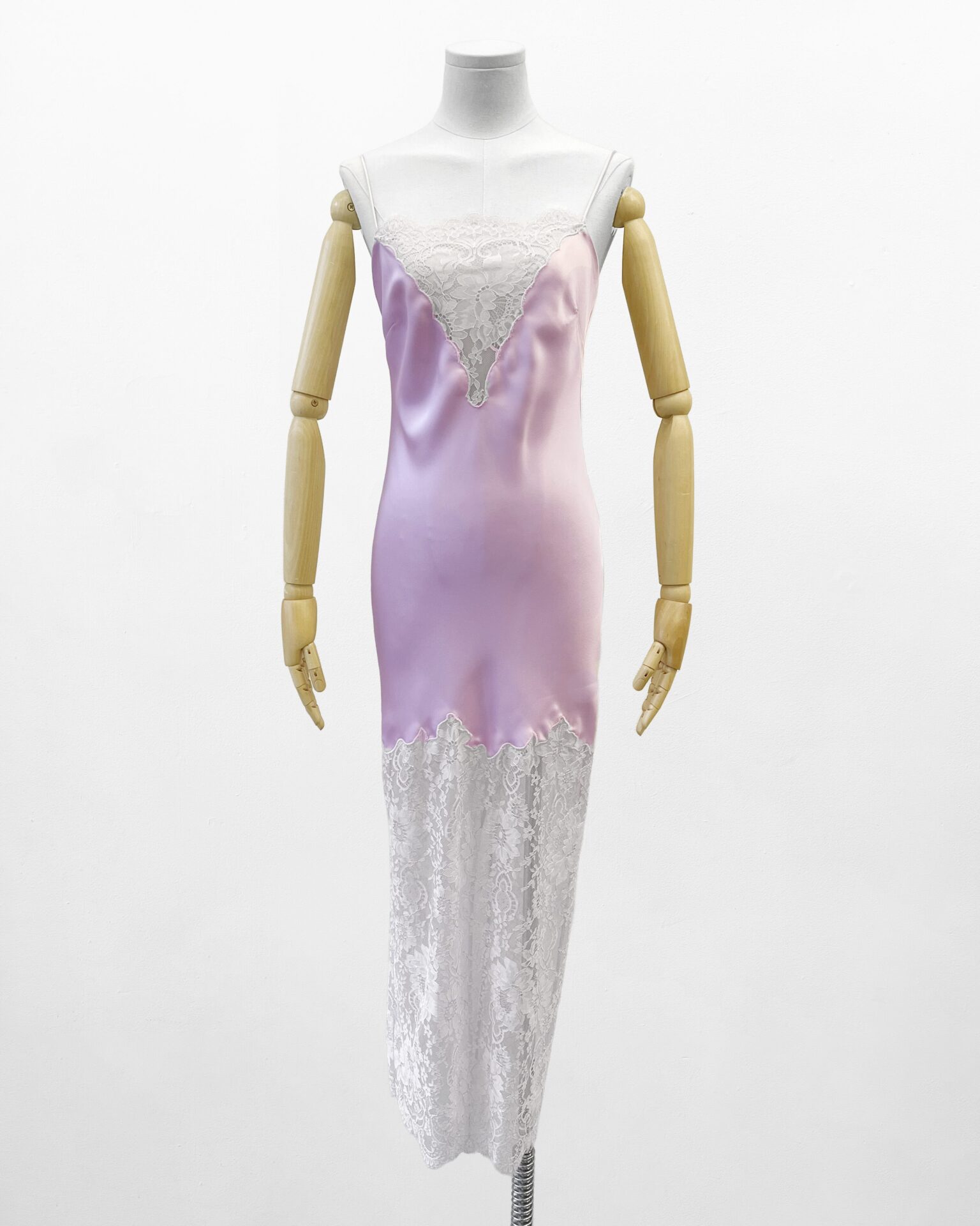 LoveShackFancy Amarissa lace trimmed pink satin slip dress