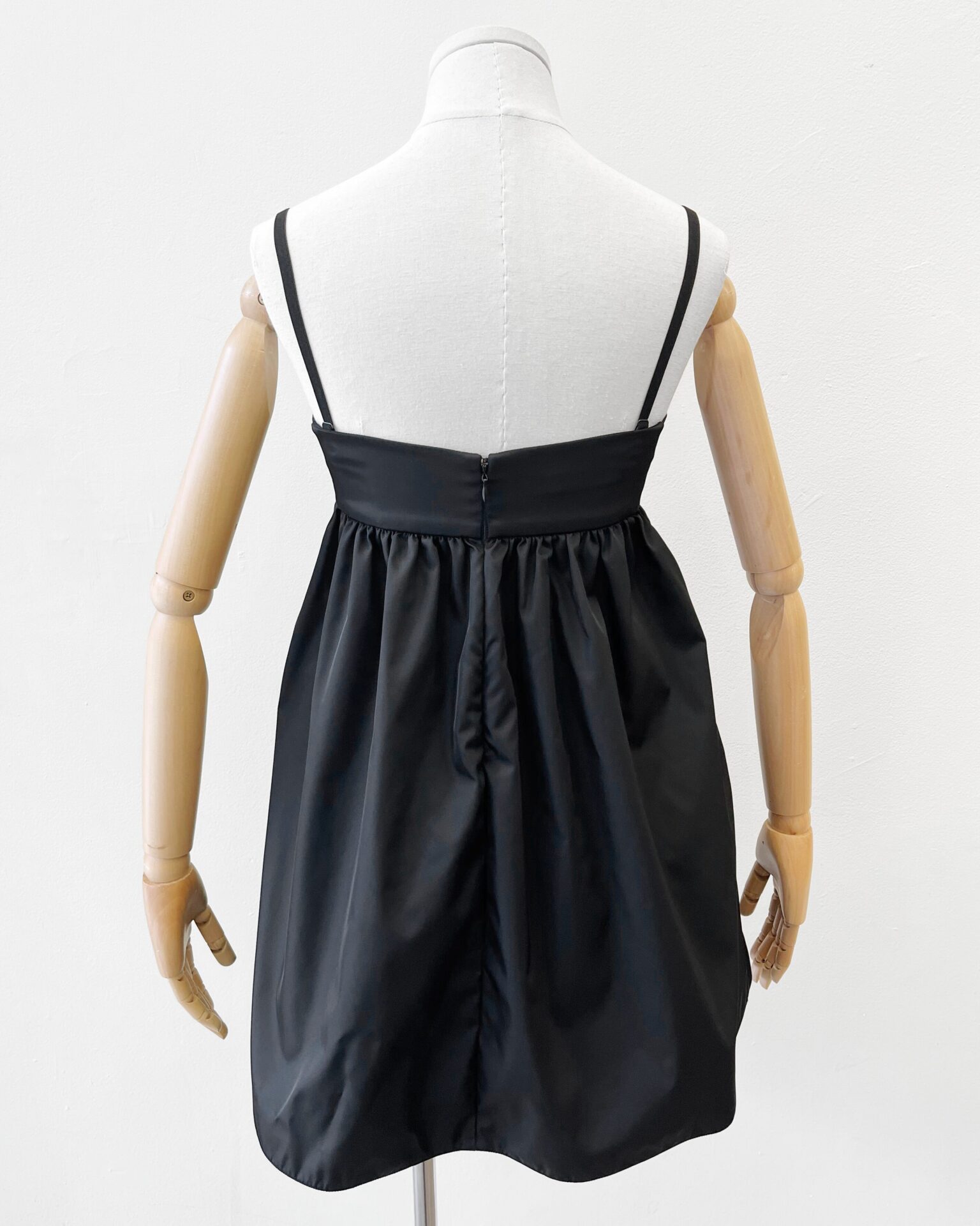Prada Re-Nylon black babydoll mini dress with cutout bust