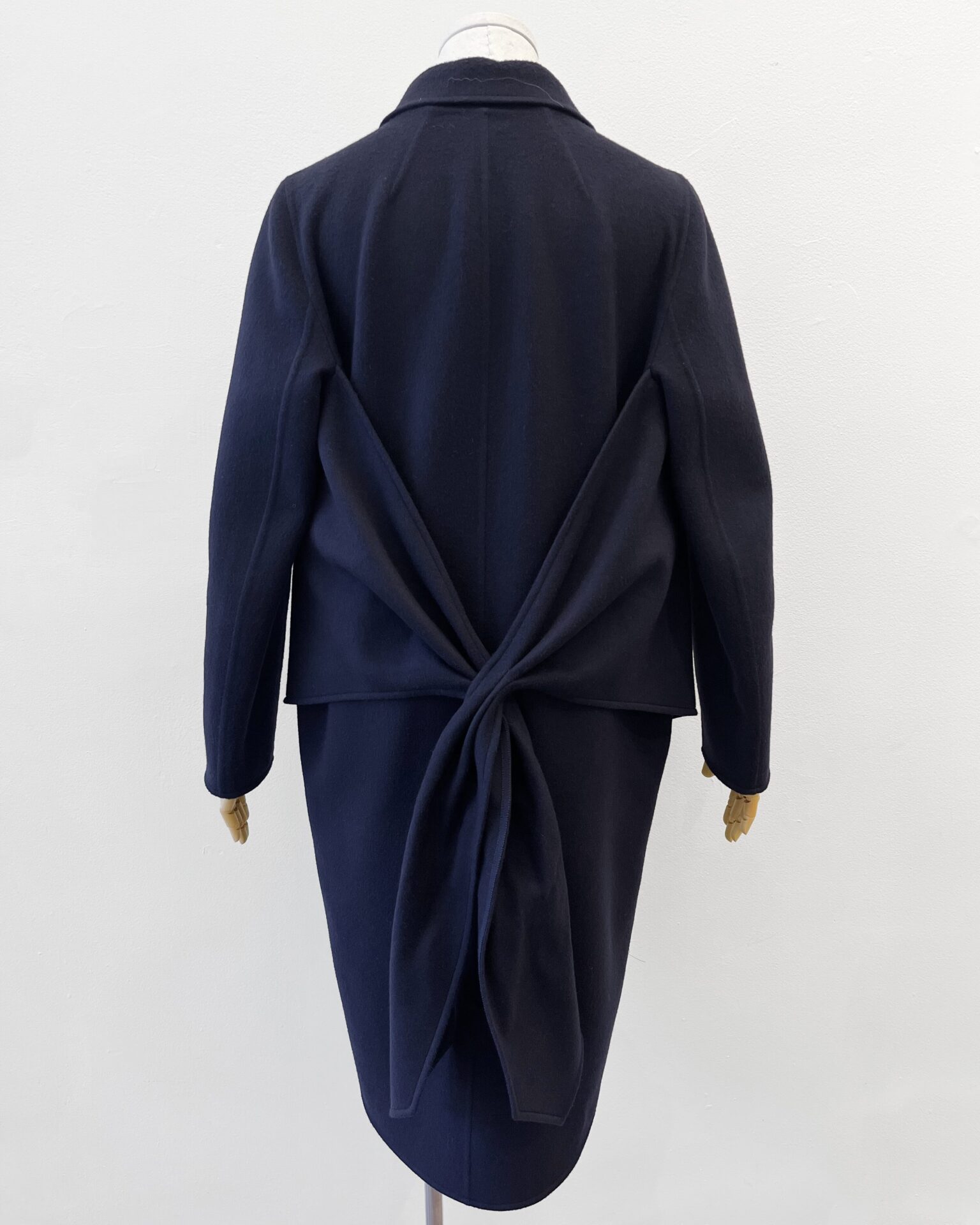 Paule Ka navy wool coat with back tie