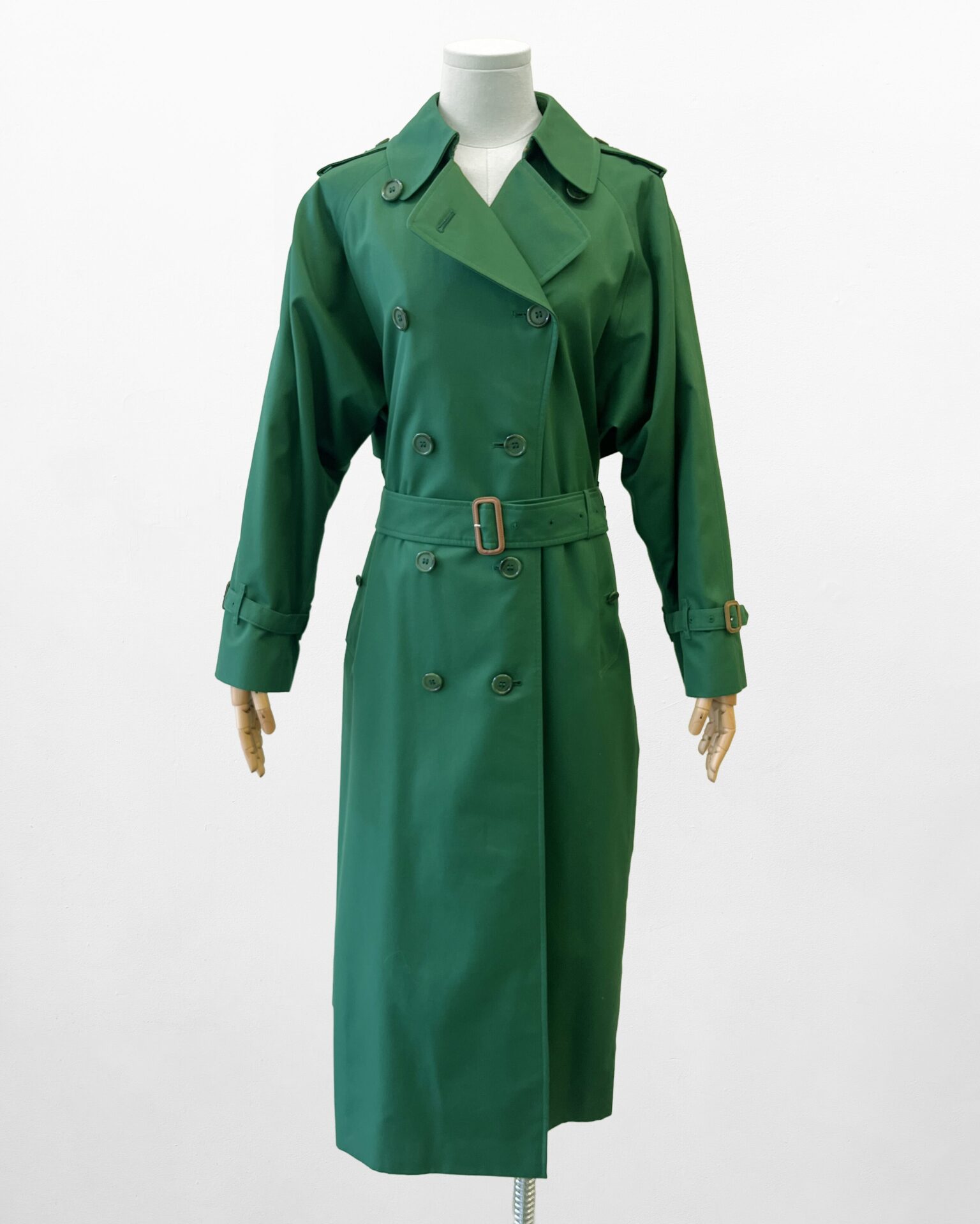 Burberry vintage dark emerald green belted trench coat