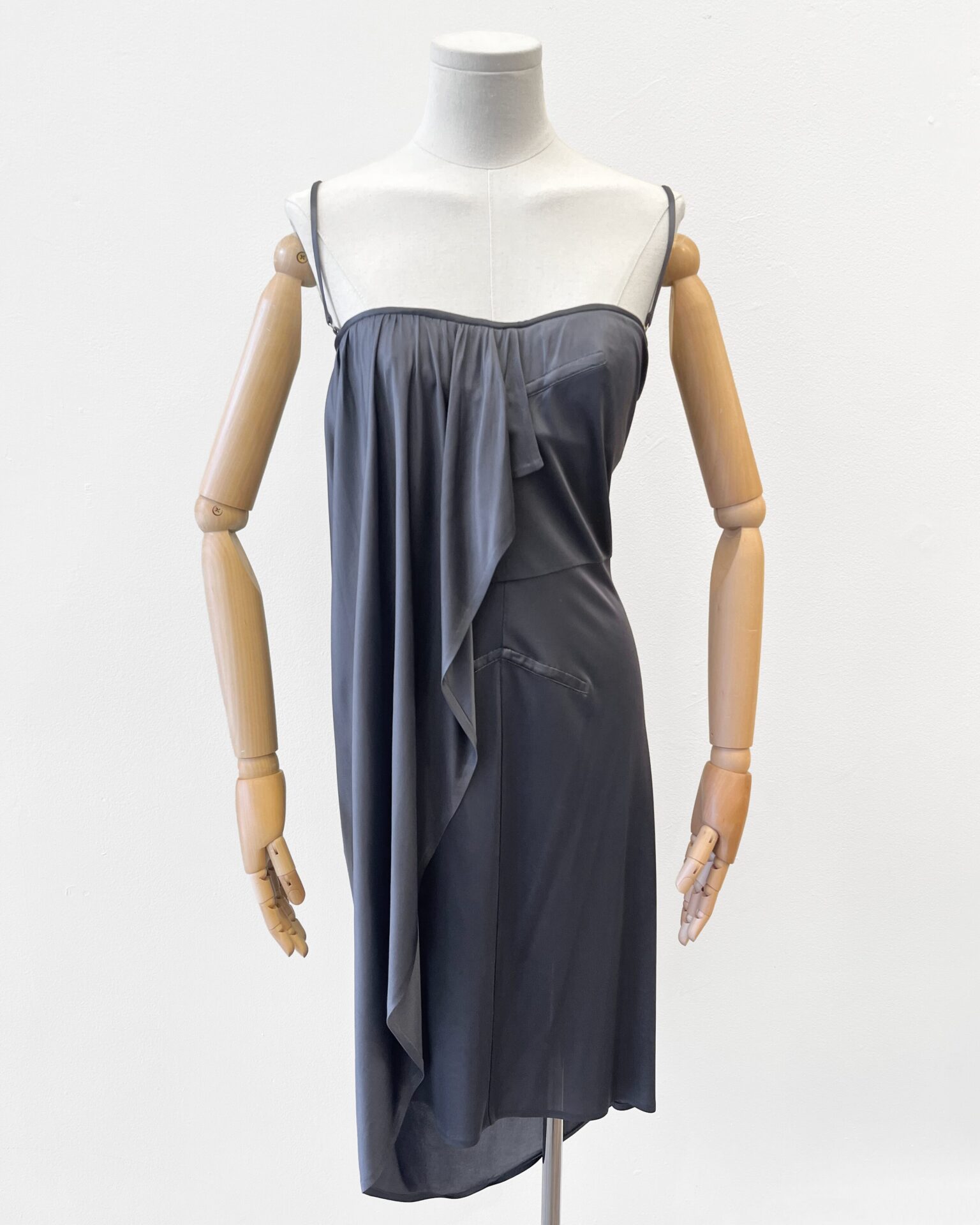 Dior 2007 slinky liquid grey draped dress