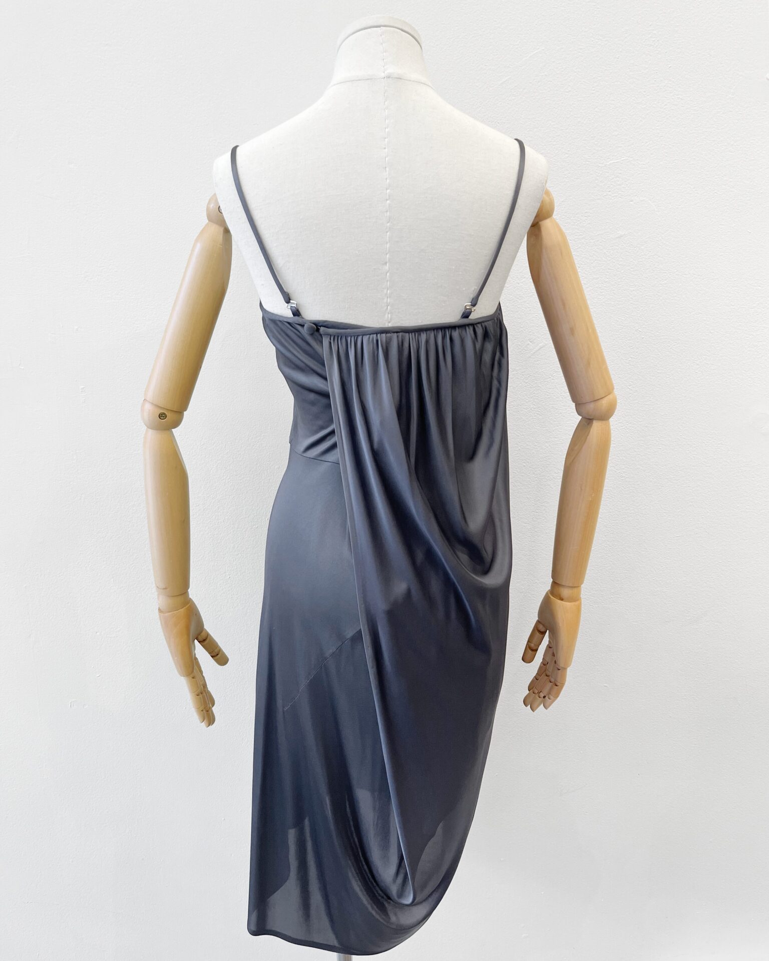 Dior 2007 slinky liquid grey draped dress