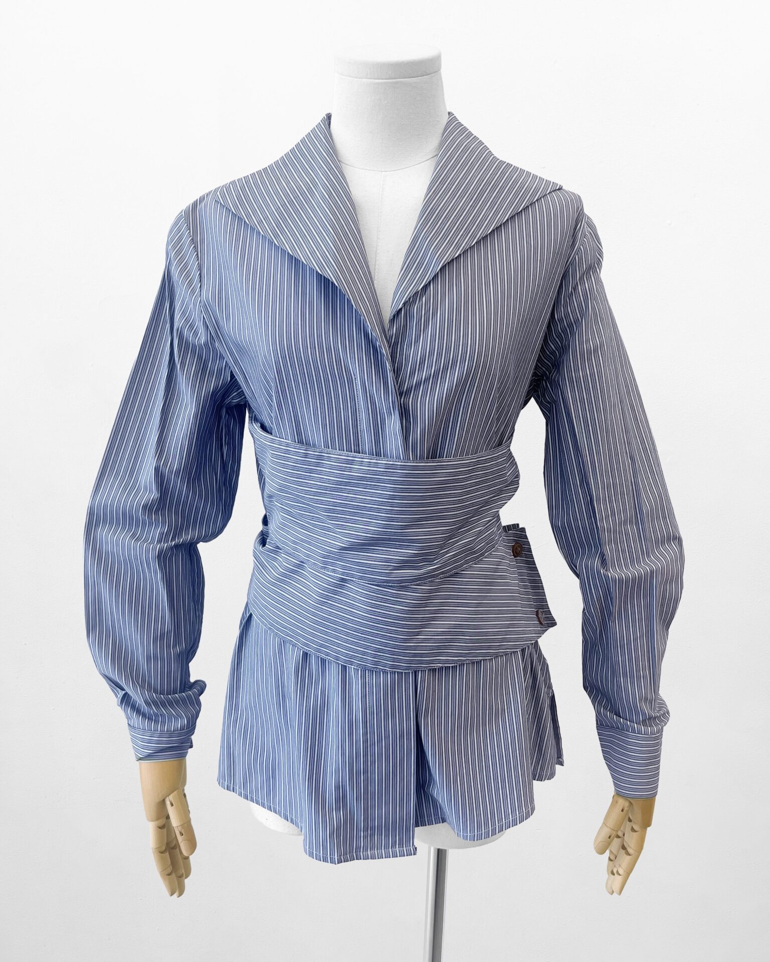 Vivienne Westwood blue pinstripe cotton shirt with belt