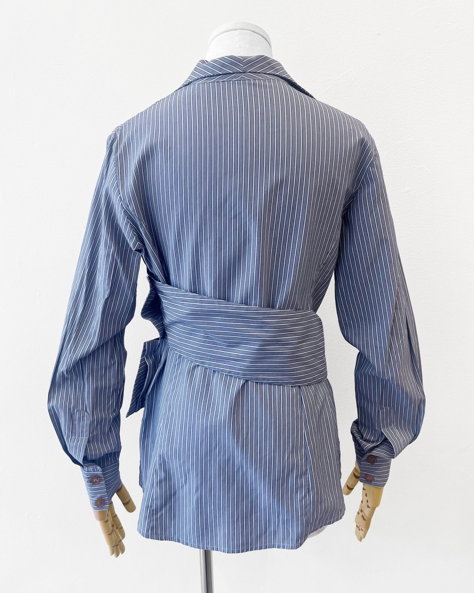 Vivienne Westwood blue pinstripe cotton shirt with belt