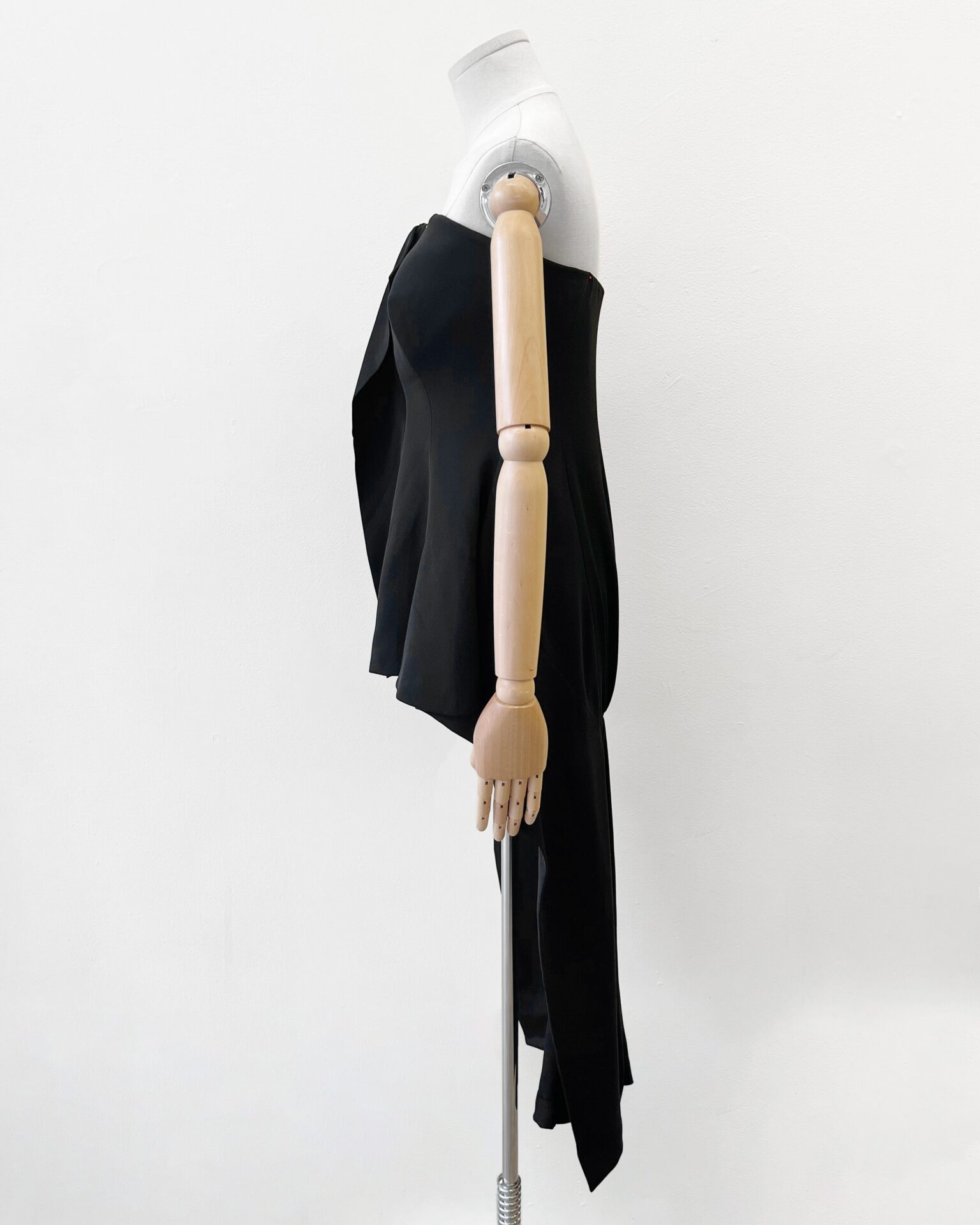 Yohji Yamamoto black silk strapless top with long back