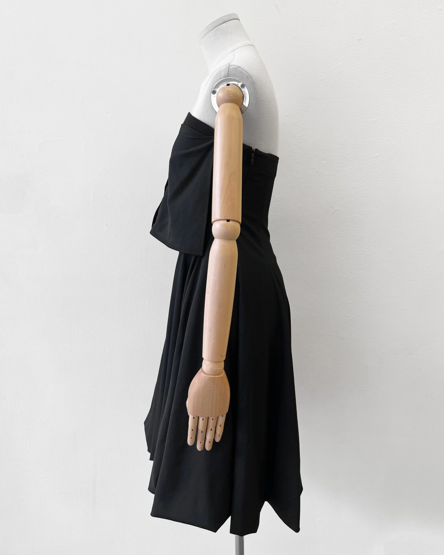 Yohji Yamamoto black wool strapless dress with balloon hem