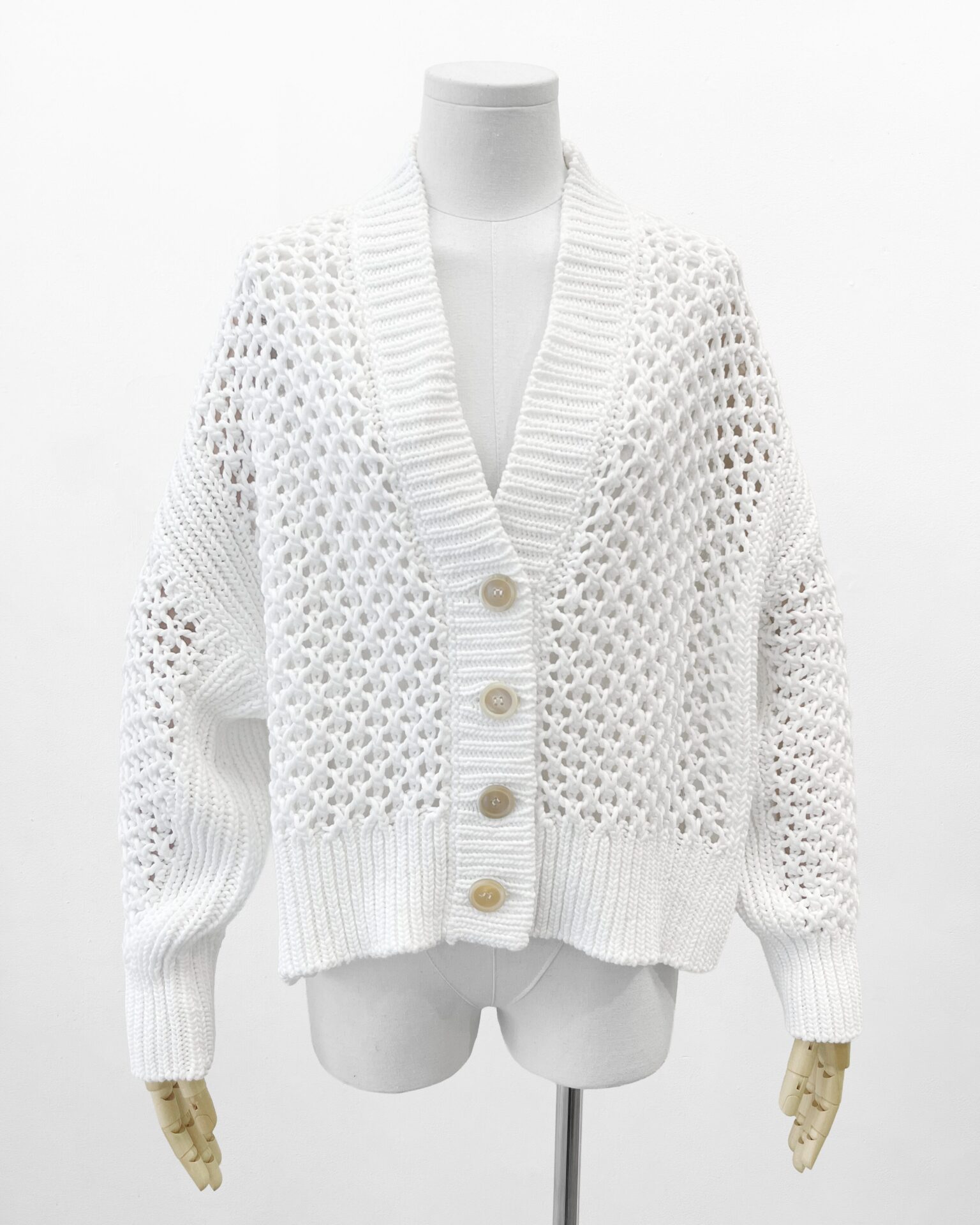 Brunello Cucinelli Ajour white knit cardigan