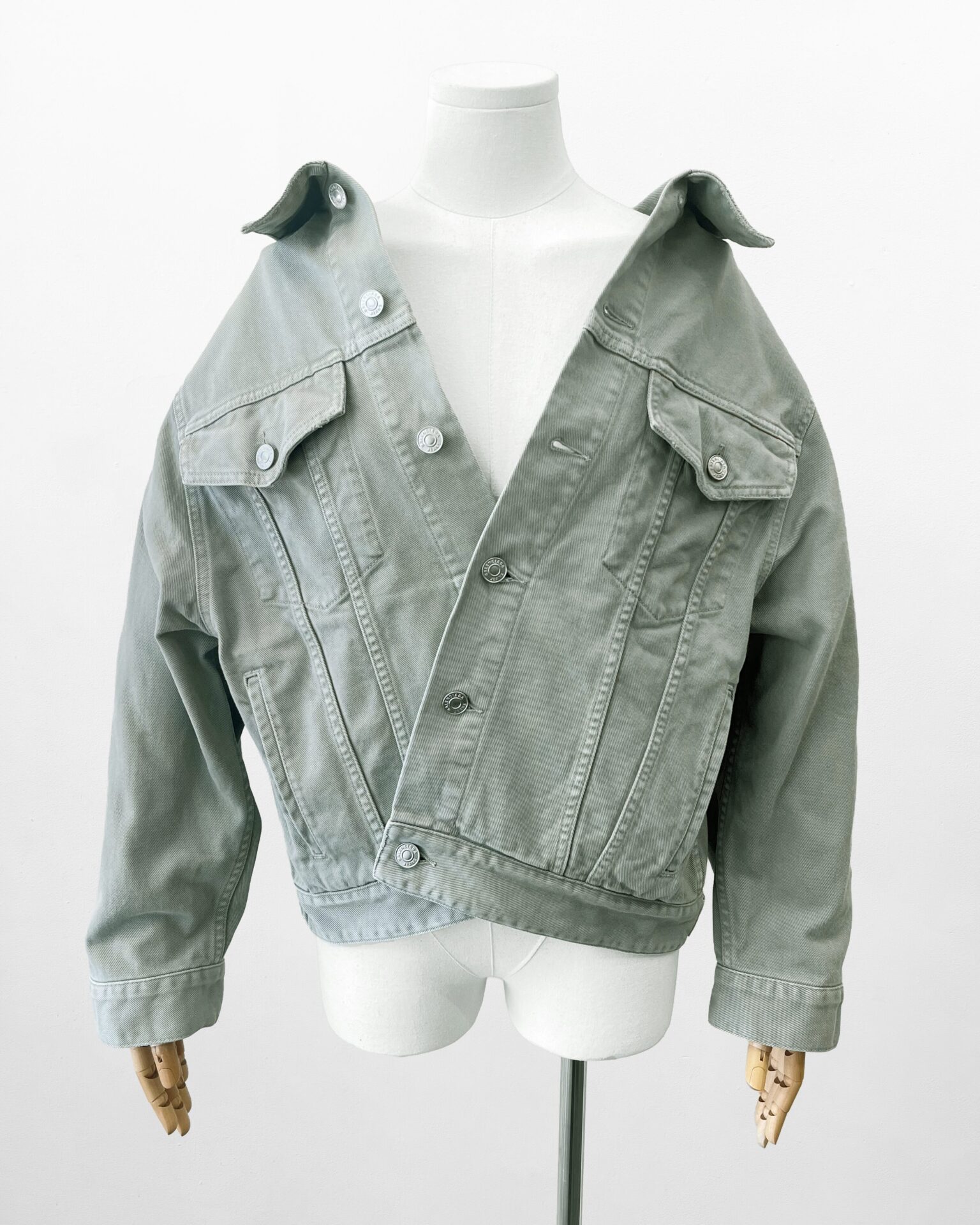 Balenciaga sage grey 2022 swing denim jacket