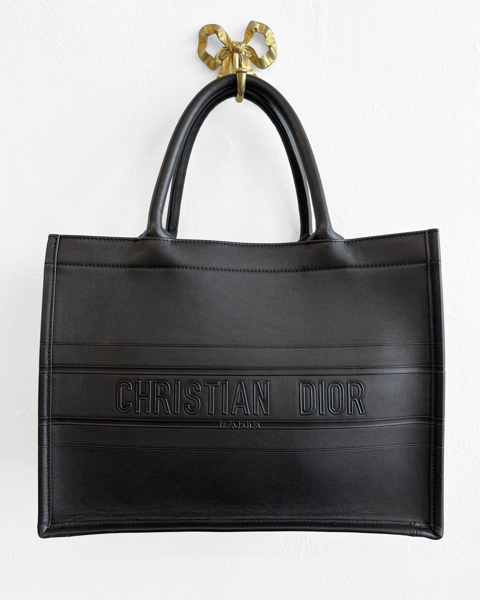 Dior 2019 Medium Book Tote in black leather