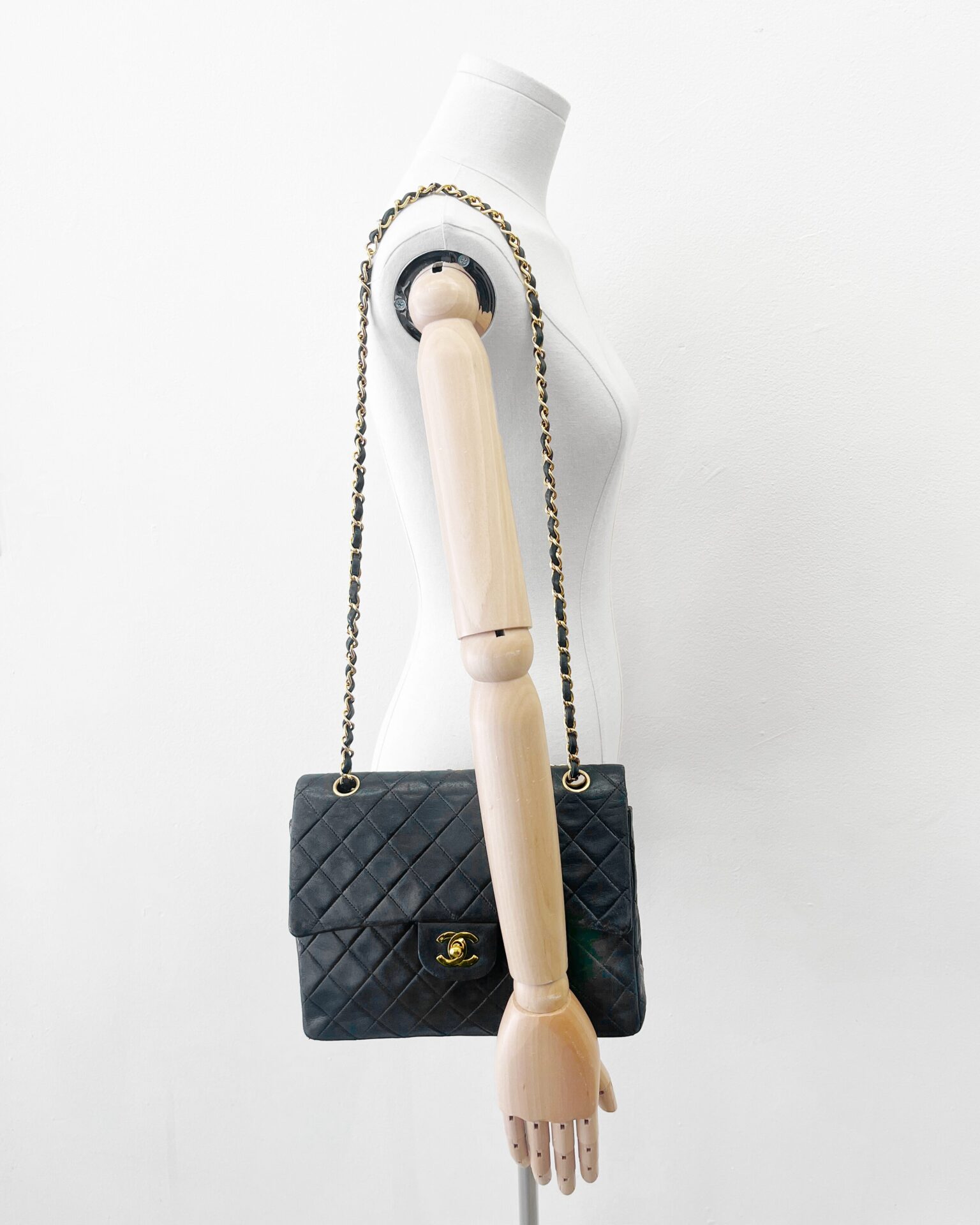 Chanel 1980’s black lambskin classic double flap with gold hardware