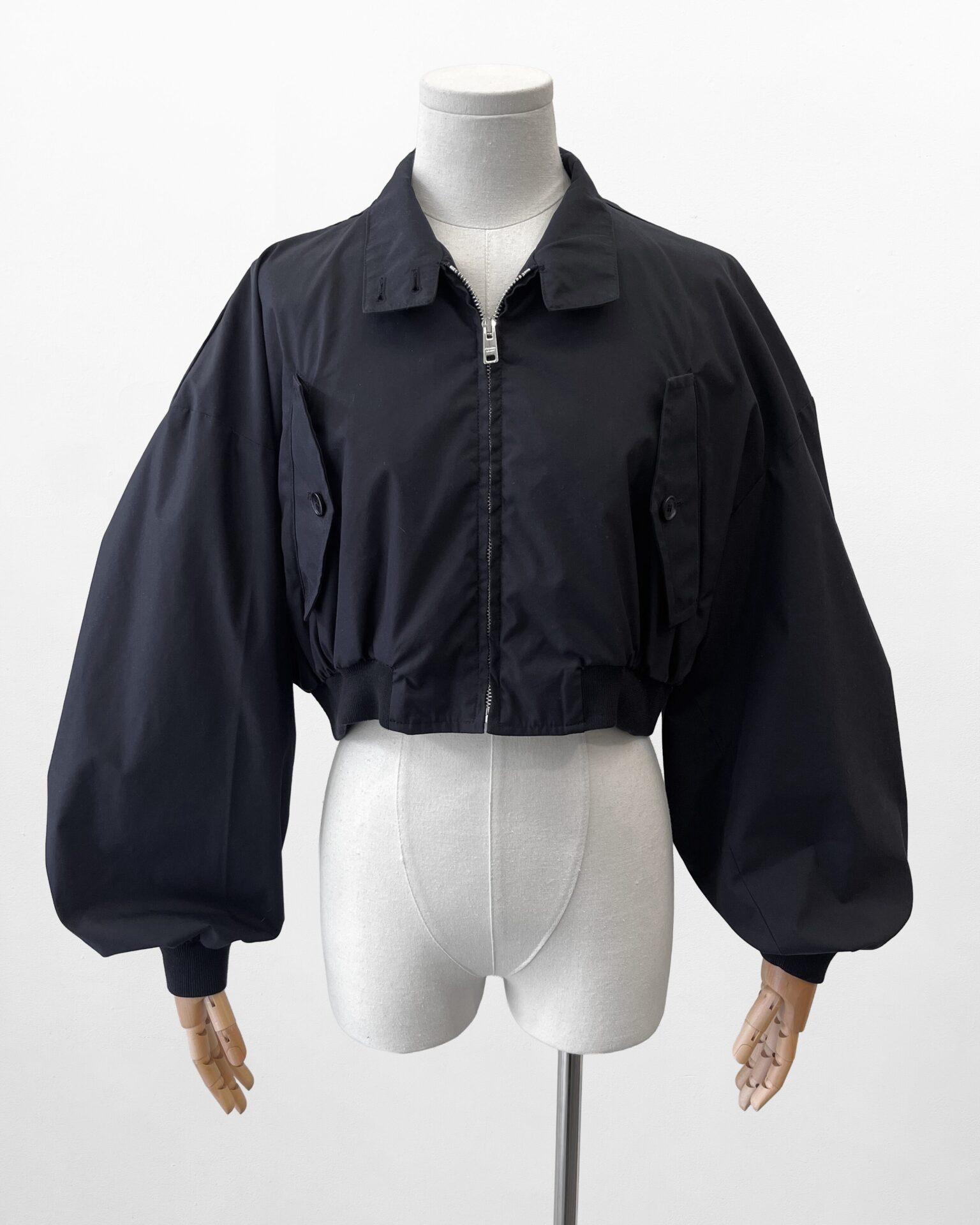 Prada black cotton cropped jacket with scalloped back