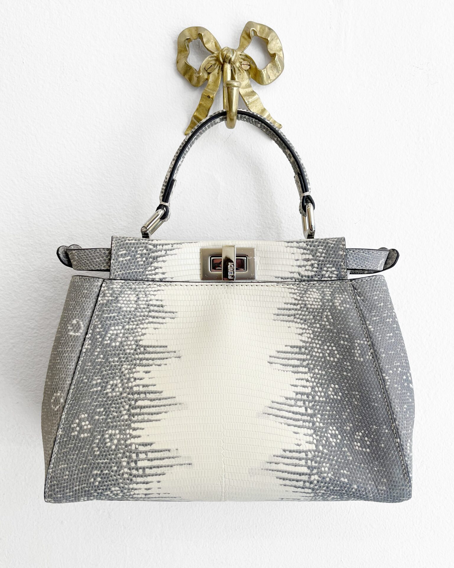 Fendi Peekaboo mini bag in grey gradient lizard