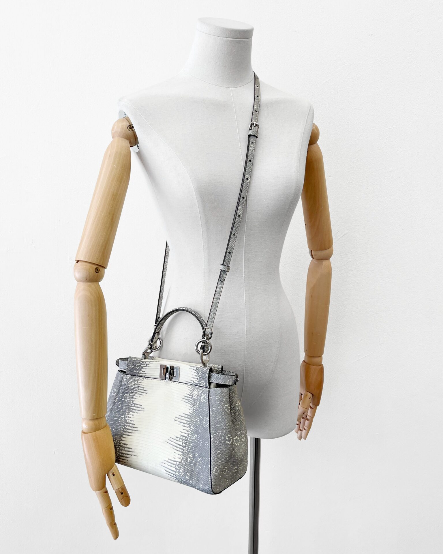Fendi Peekaboo mini bag in grey gradient lizard