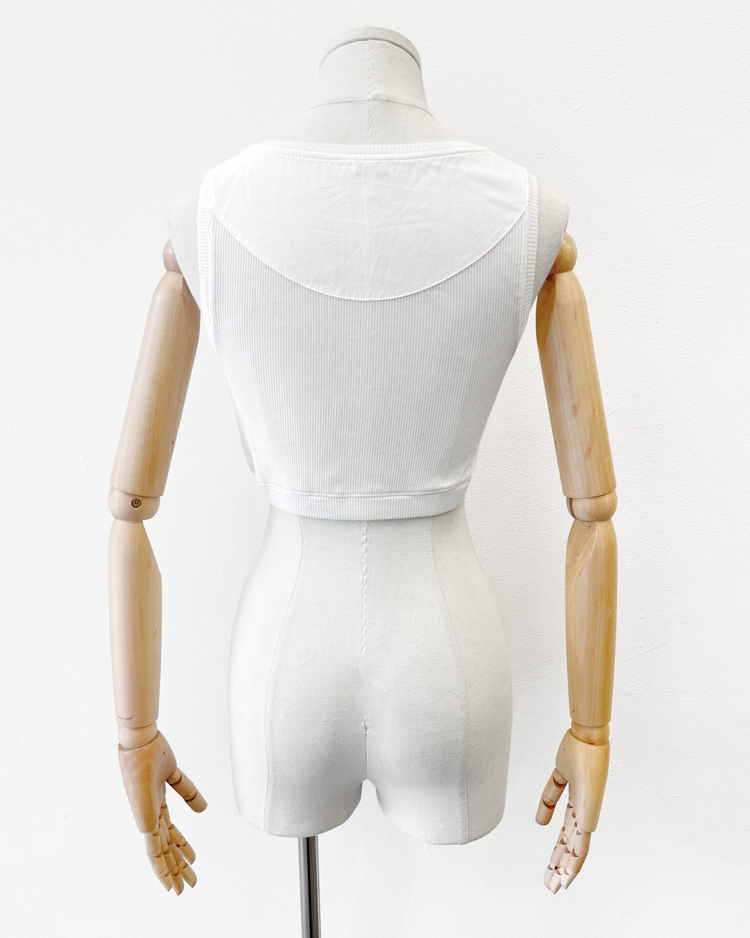 Loewe white rib cotton cropped tank top