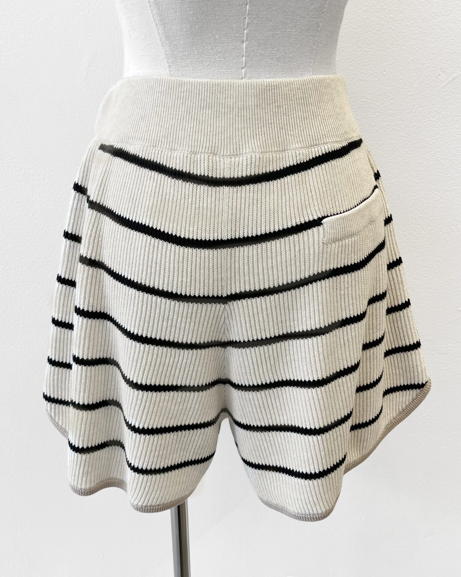 Brunello Cucinelli oatmeal with black stripe cotton shorts