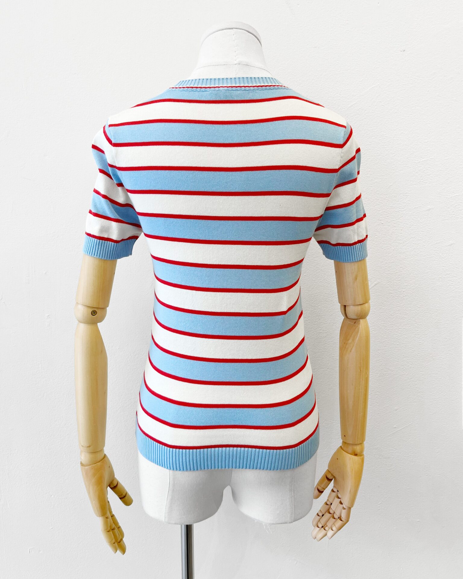 Prada cotton knit short sleeve striped top