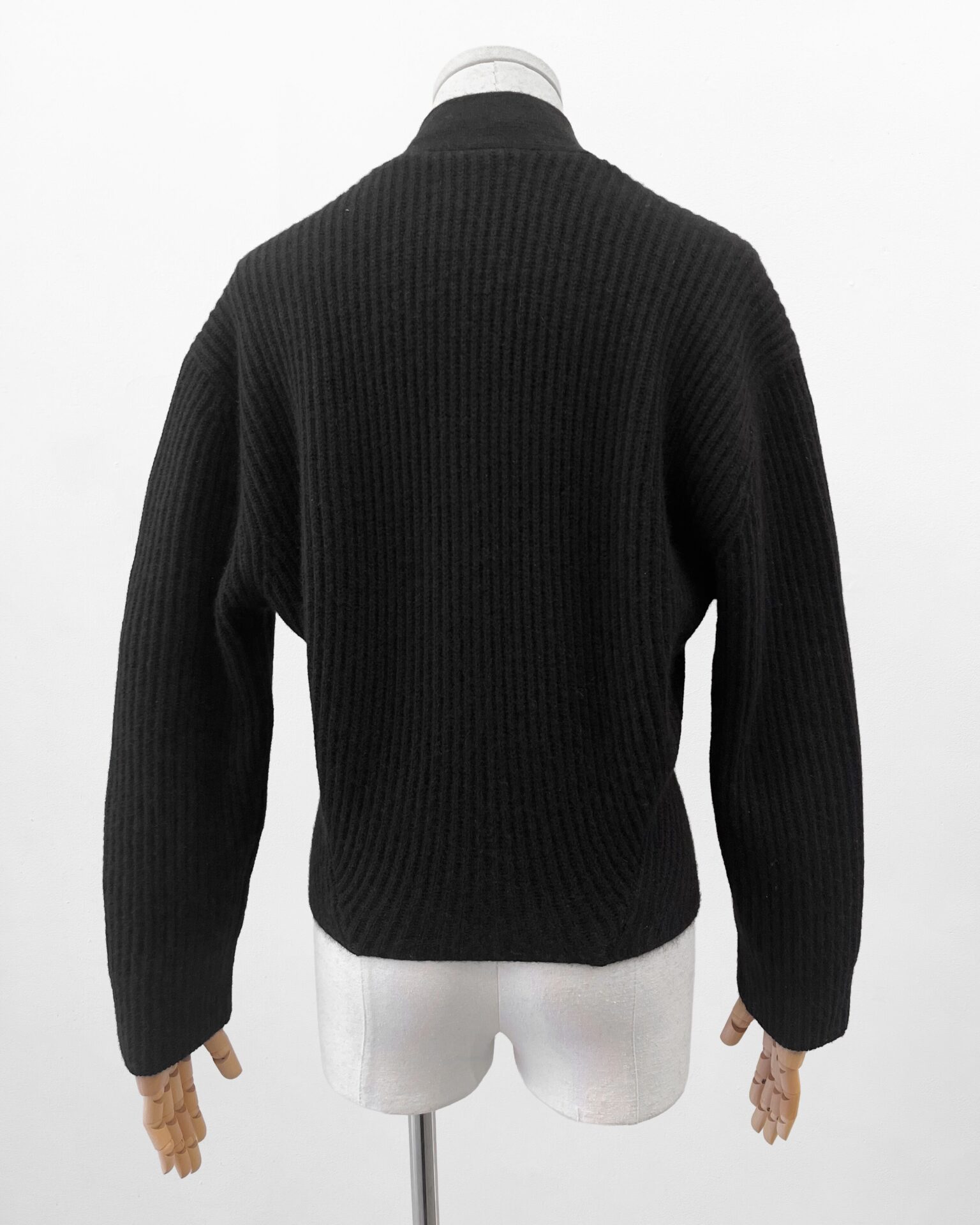 R13 black cashmere split hem ribbed cardigan