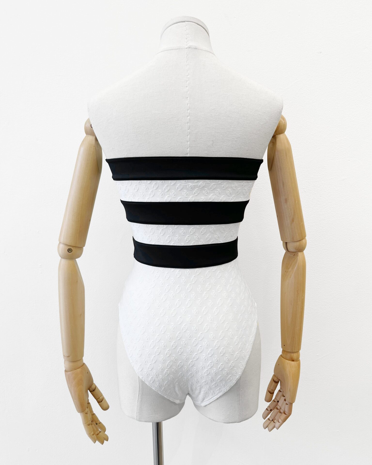 Chanel 2024 black & white strapless one piece swimsuit