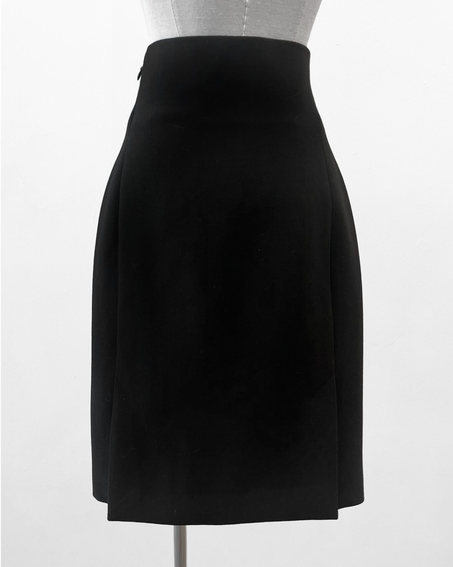 Balenciaga black wool pencil skirt with silver hardware