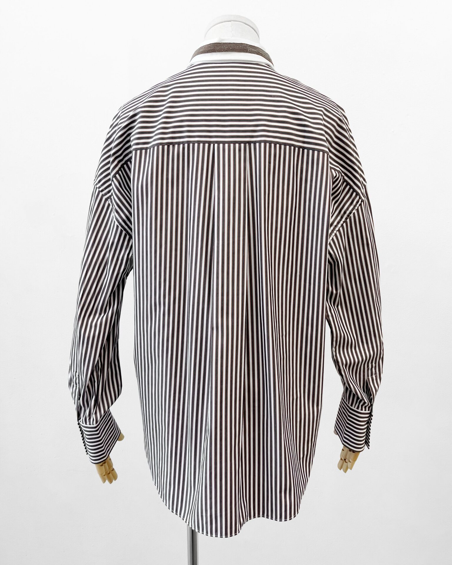 Brunello Cucinelli Monili collar striped cotton shirt
