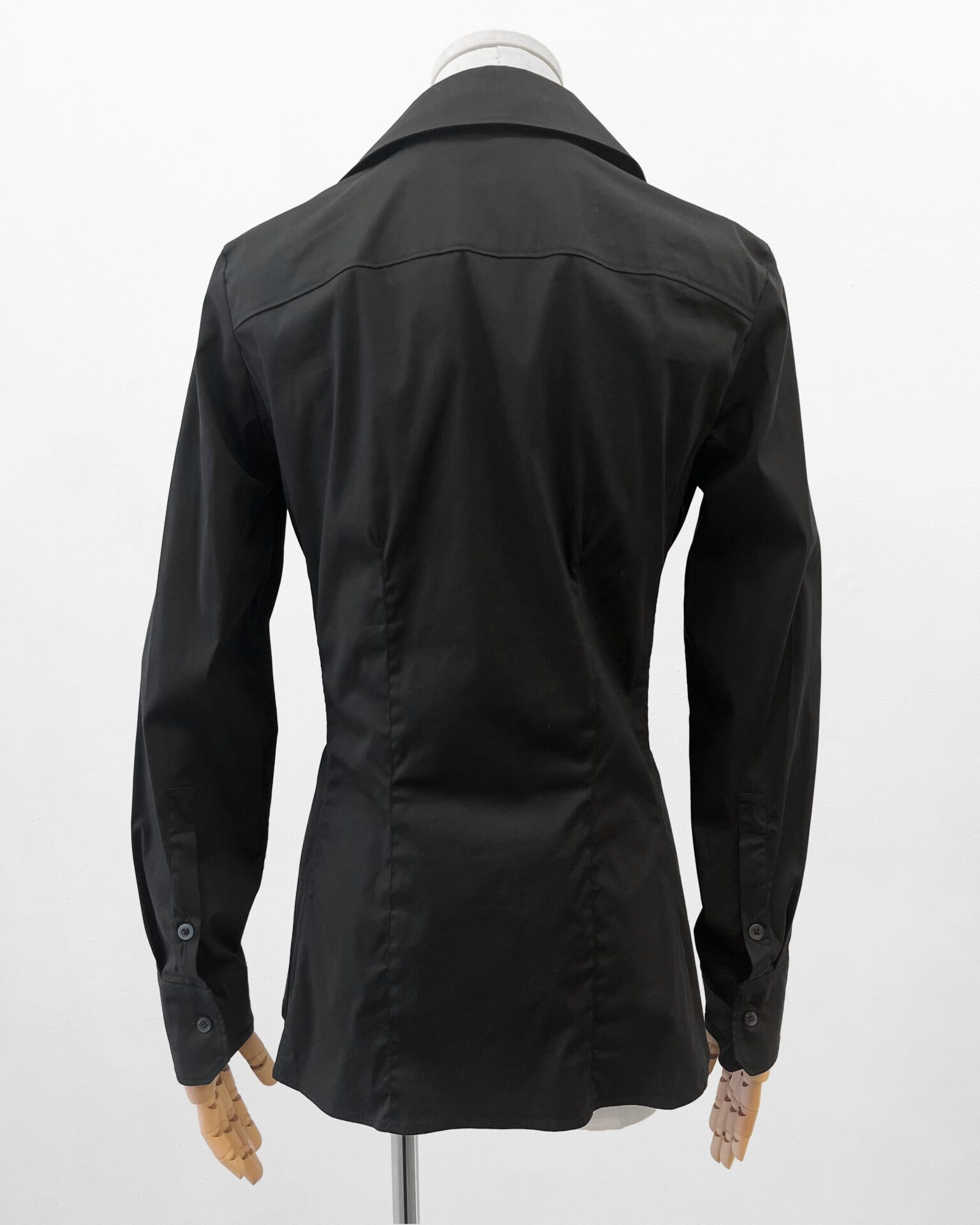 Gucci 2006 black cotton blouse with red waist tie