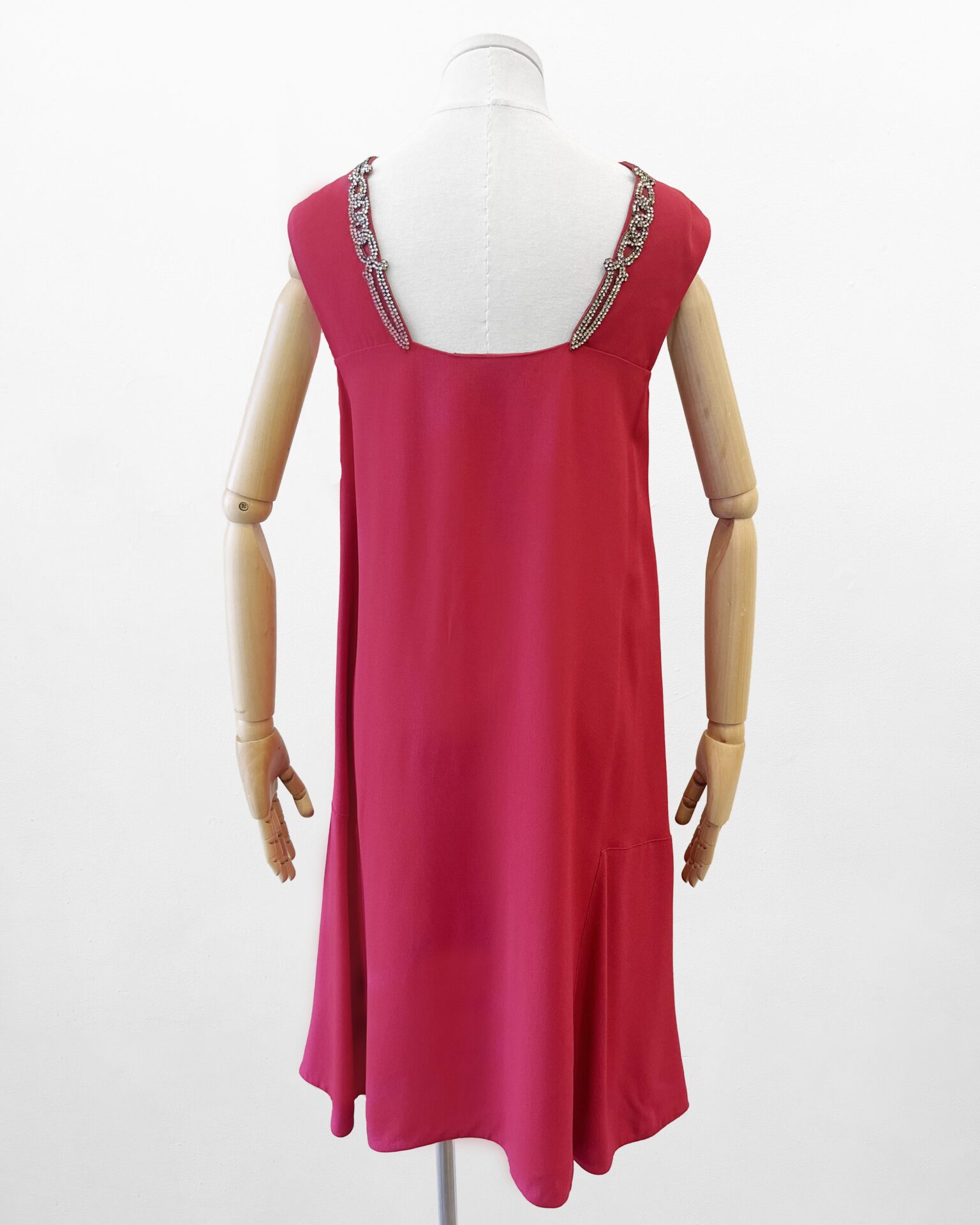 Prada raspberry cocktail dress with crystal neckline