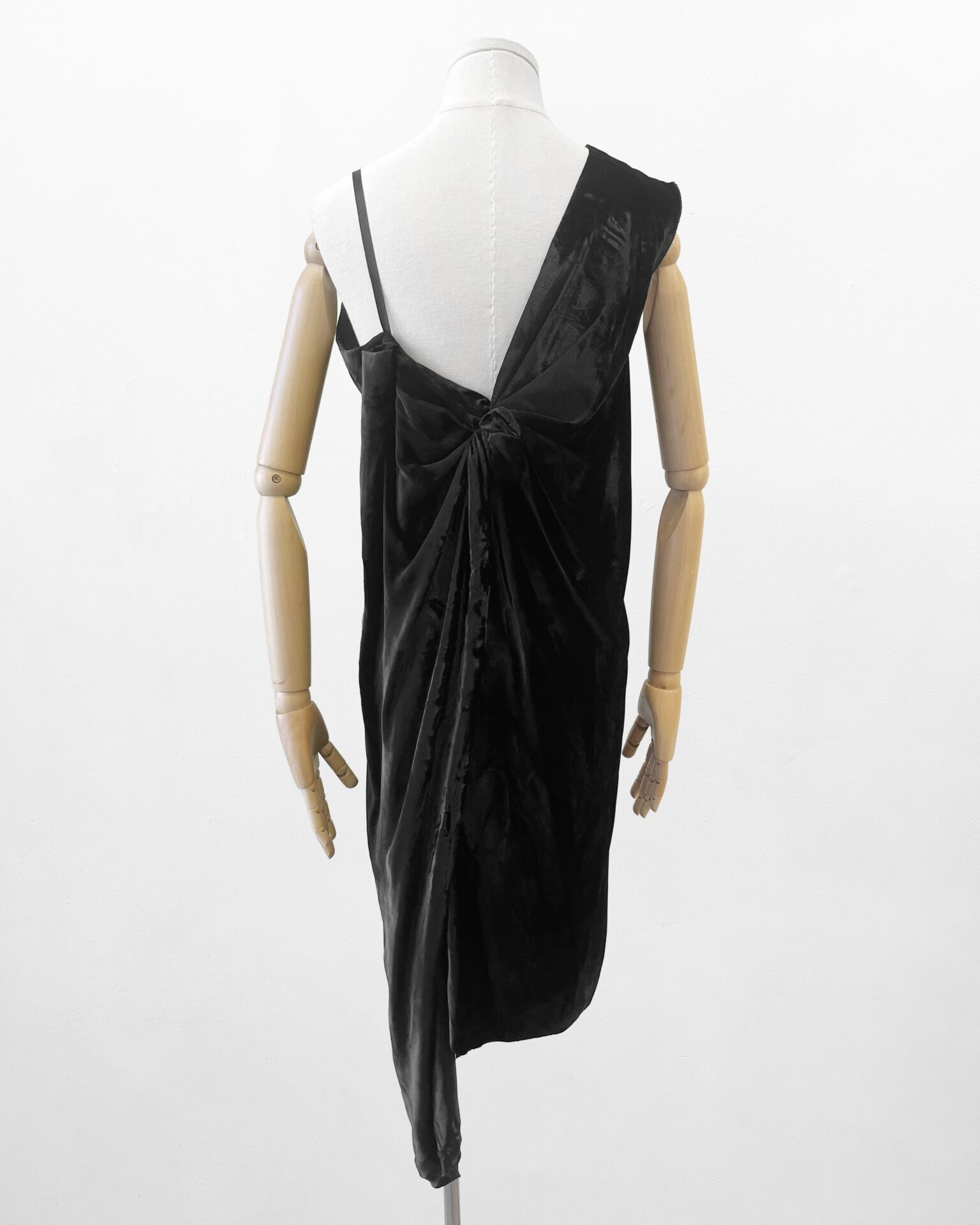 Lanvin AW2008 black silk velvet asymmetrical dress