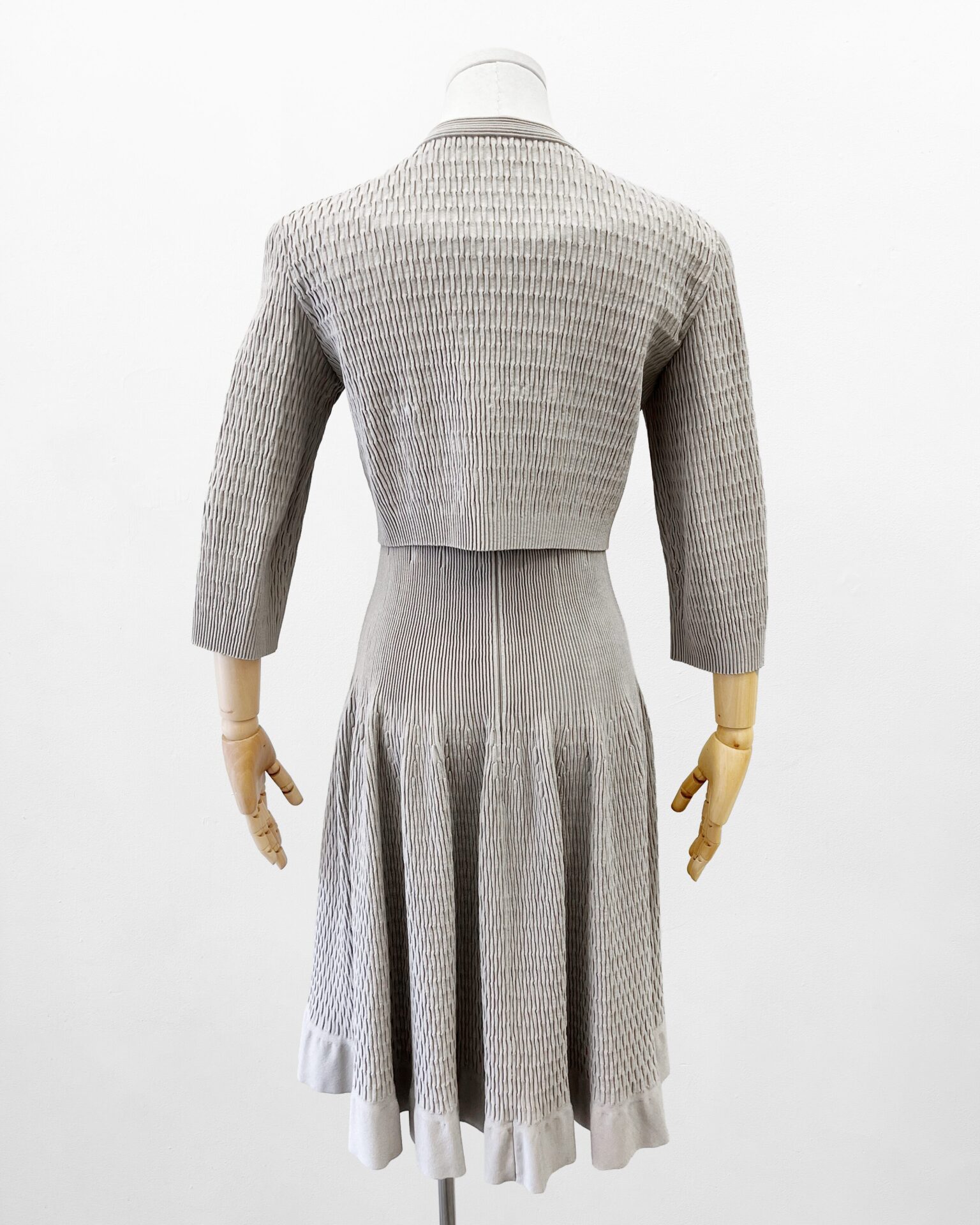 Alaia pearl grey dress with full skirt & bolero