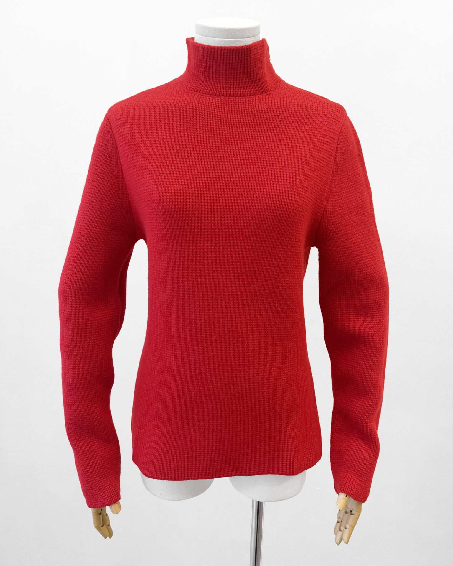 Celine red cashmere sweater with silver logo zippers