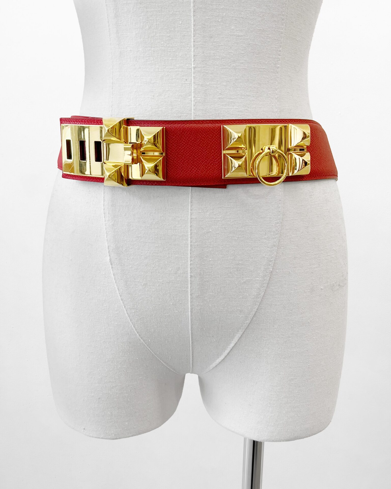 Hermes 2012 Rouge Casaque Epsom leather Collier de Chien belt